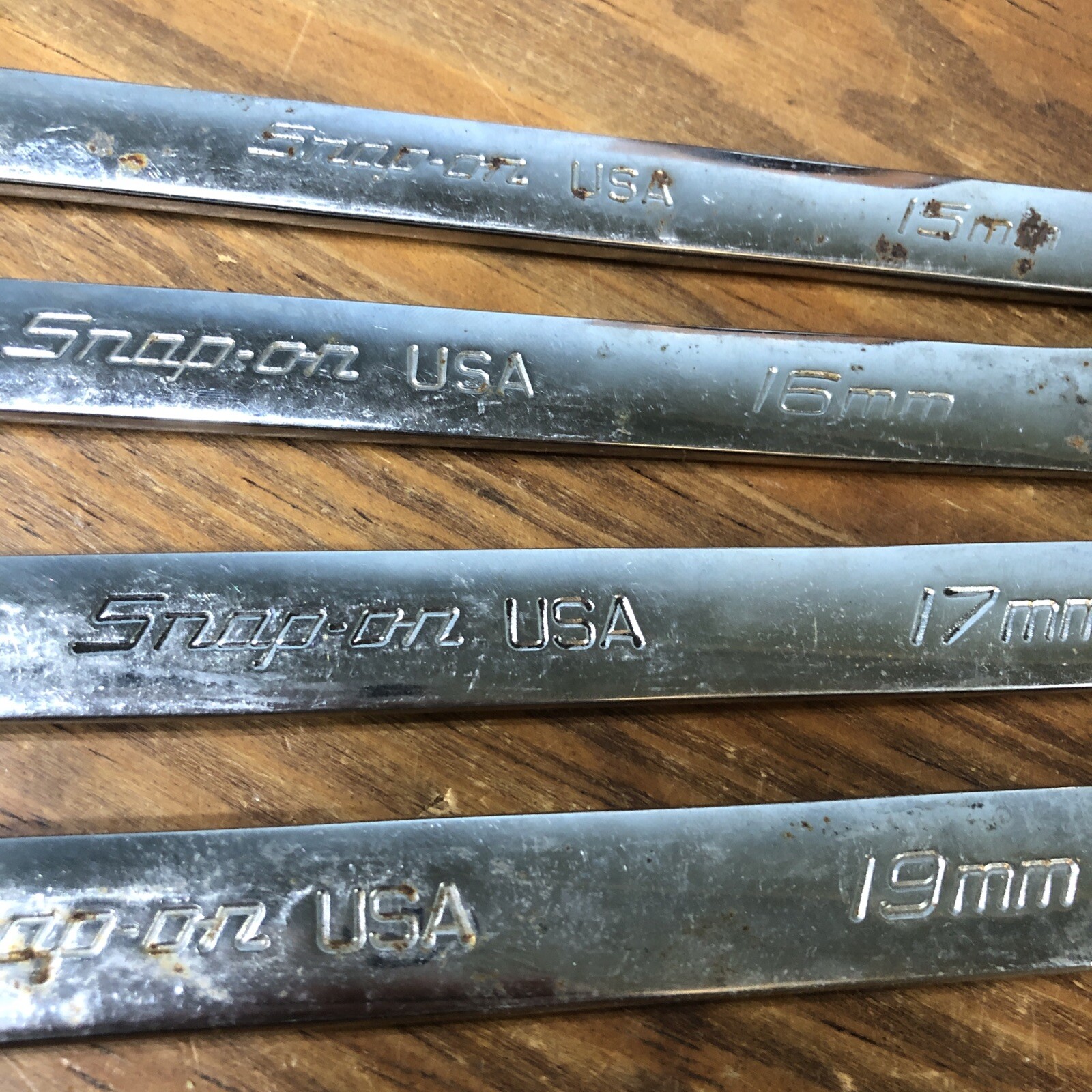 Snap-on SOEXM 15-17, 19 Flank drive Plus 12 Point Combo Wrench Set 4pc Metric