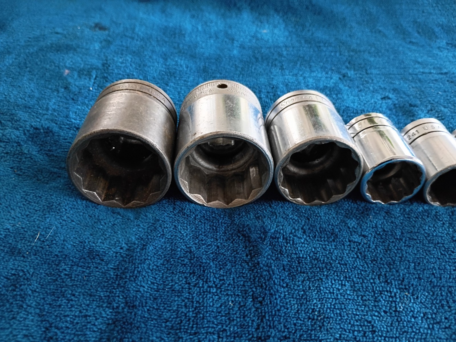 Vintage Snap-on Tools 1/2 Drive Shallow 12 Pt Socket Set of 7 1/2»-1 1/4».