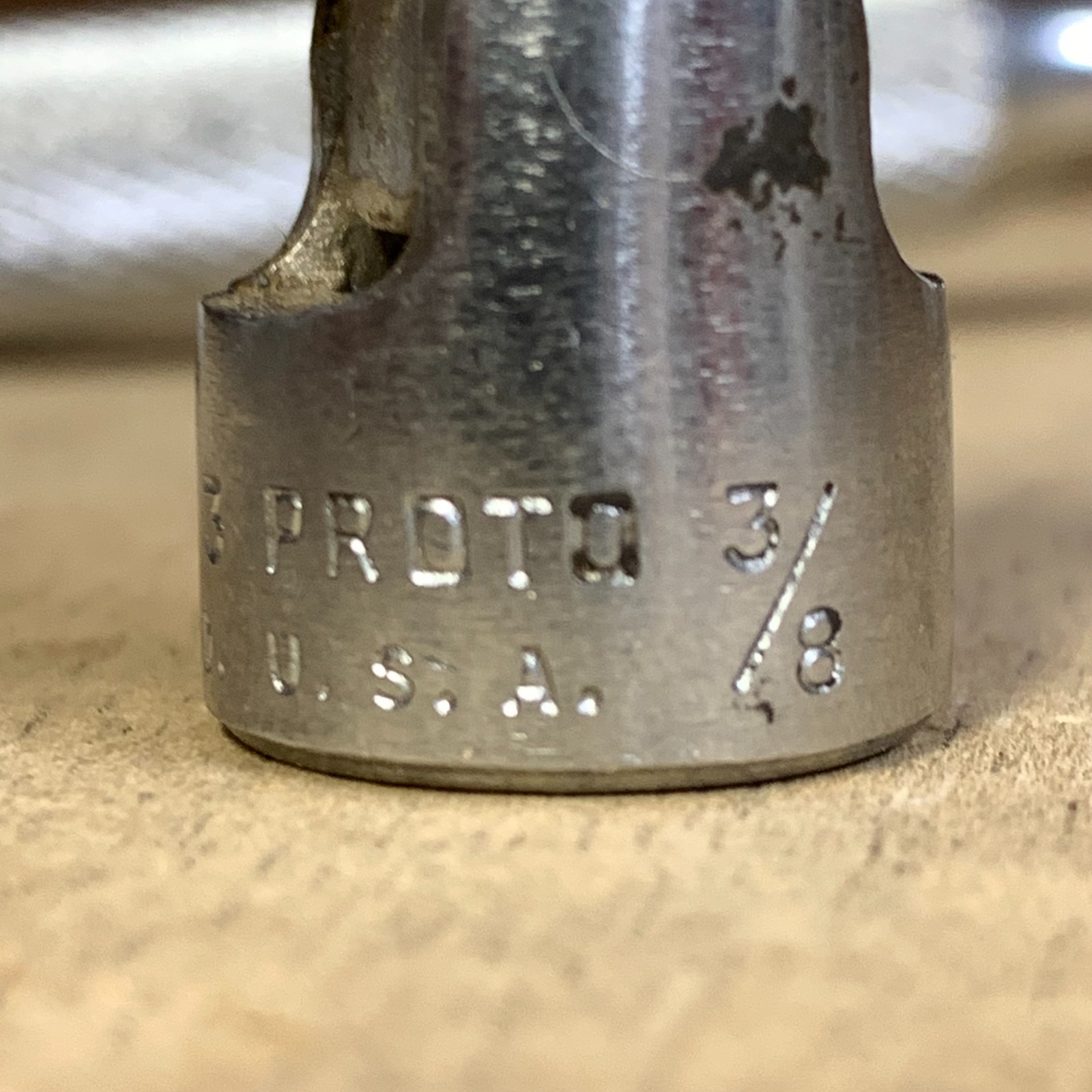 Nice – PROTO 5249 3/8″ drive ratchet & 3 Sockets & 1 Crows Foot – vintage