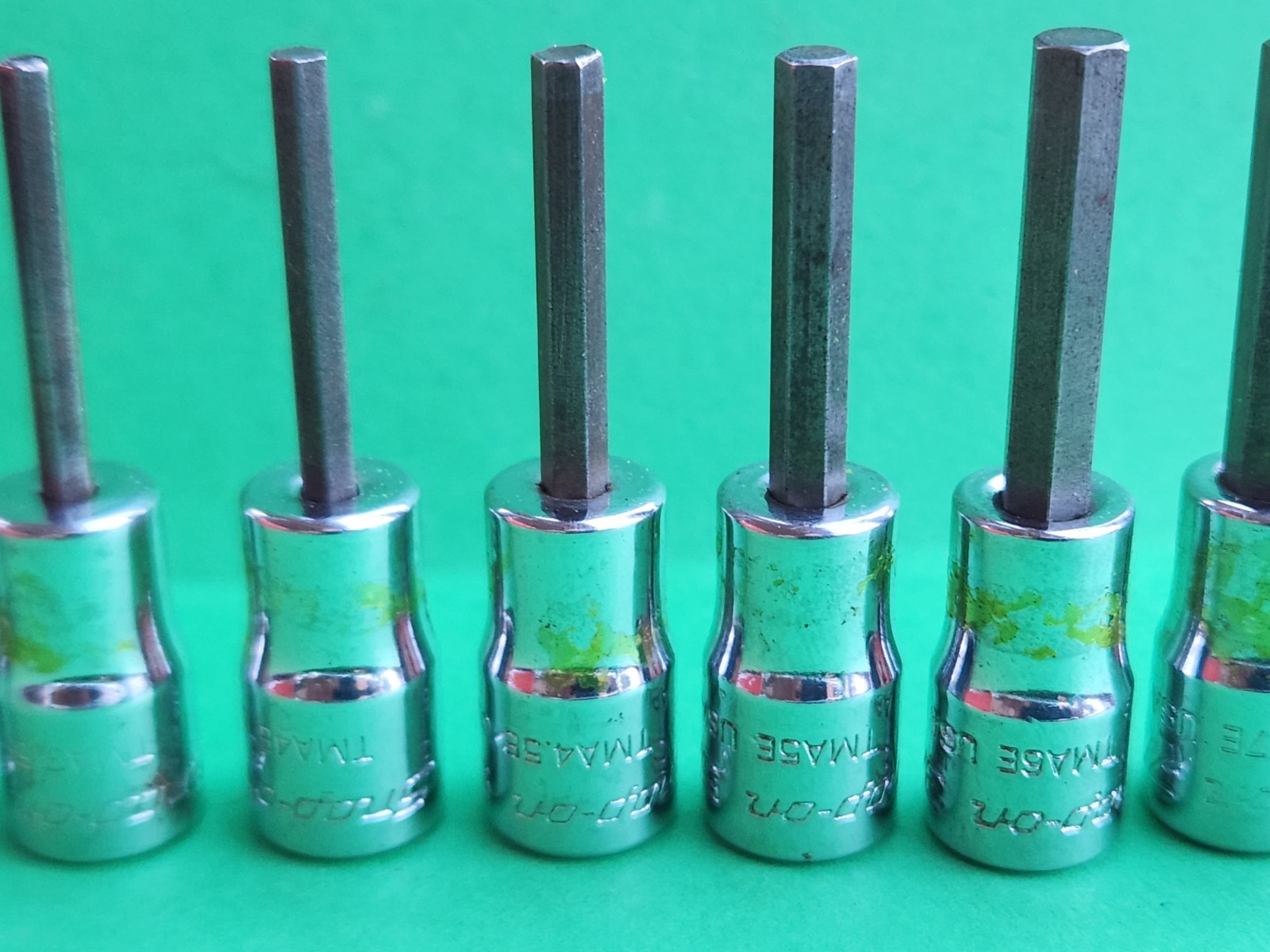 Snap On 10 pc 1/4″ Dr. SAE Hex Driver Bit Socket Set 1/16″-1/4″