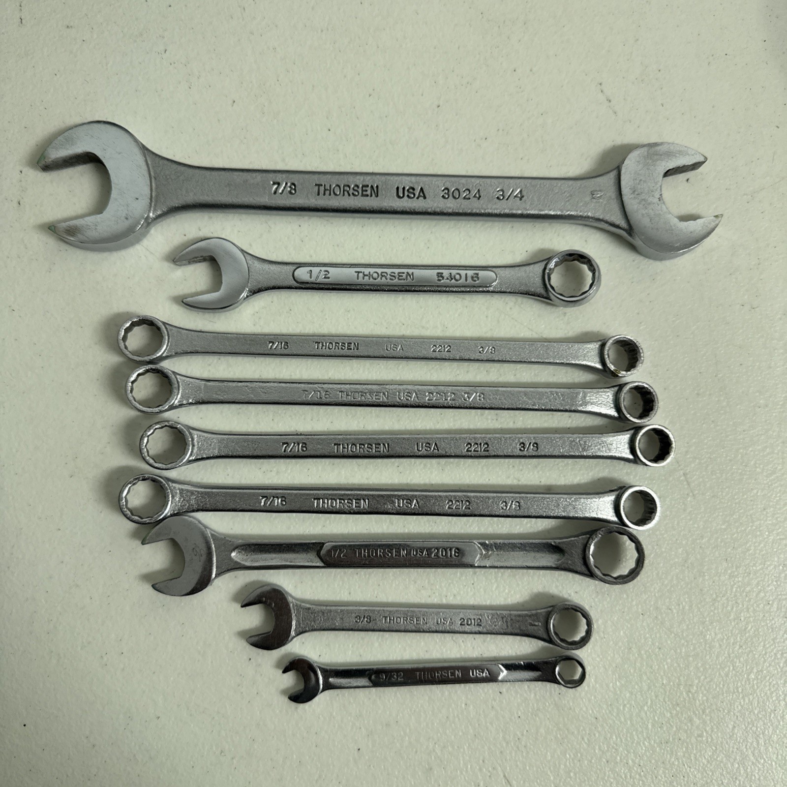 Thorsen USA Combination Wrench Lot Mixed 9 7/8 7/16 1/2 9/32 3/8