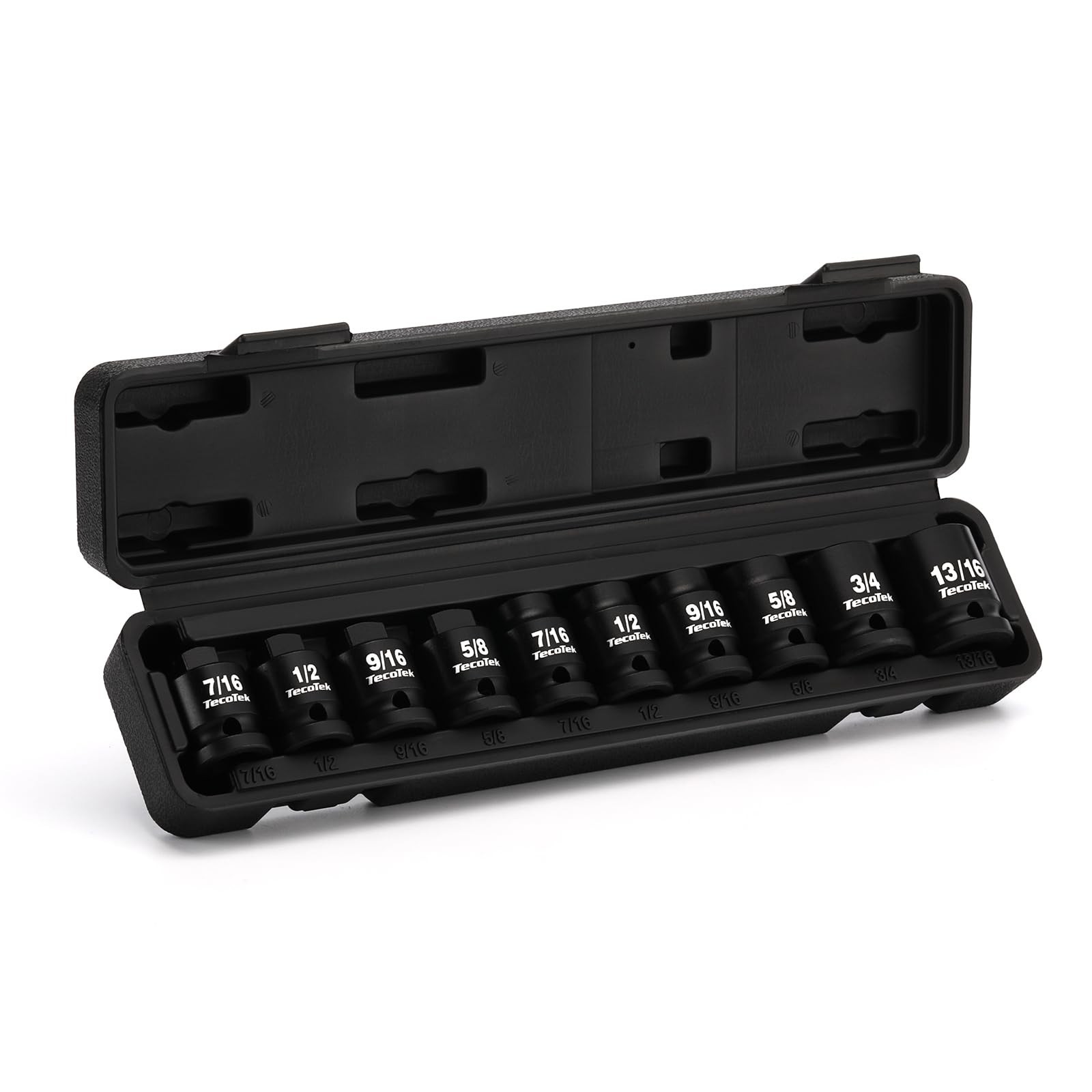 10-Piece 1/2″ Drive Pipe Plug Socket Set, SAE 4-Point, CR-MO, Tapered & Chamfere