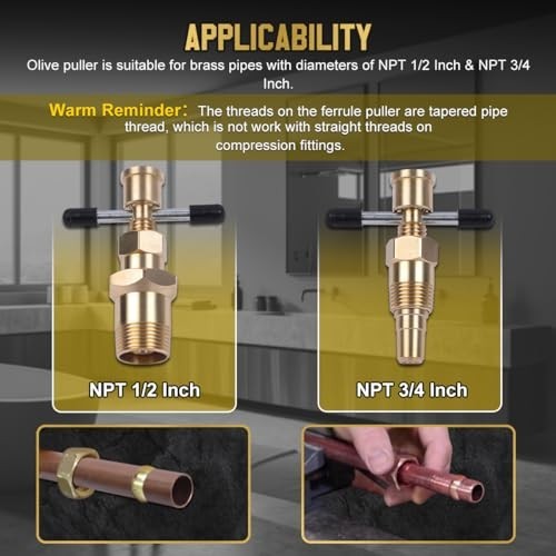 Corrosion-Resistant Olive Puller Tool for Brass Pipes NPT 1/2″ & 3/4″ – Easy Fer