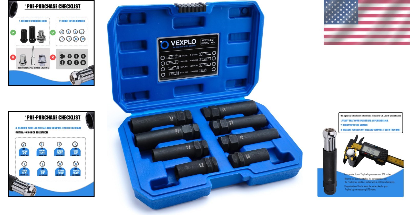 Impact-Grade Lug Nut Socket Set – 8pc Locking Wheel Nut Key