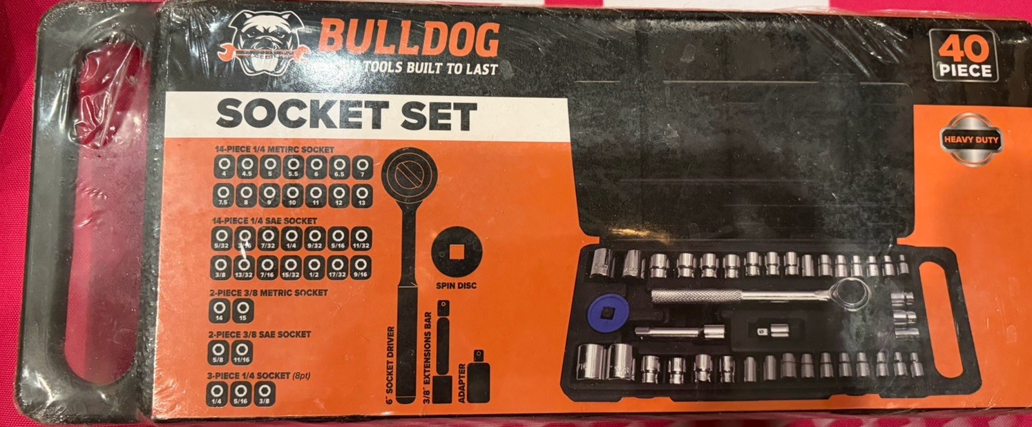 Socket Set Bulldog Tough Tools Built to Last 40 Piece New In Sealed Case