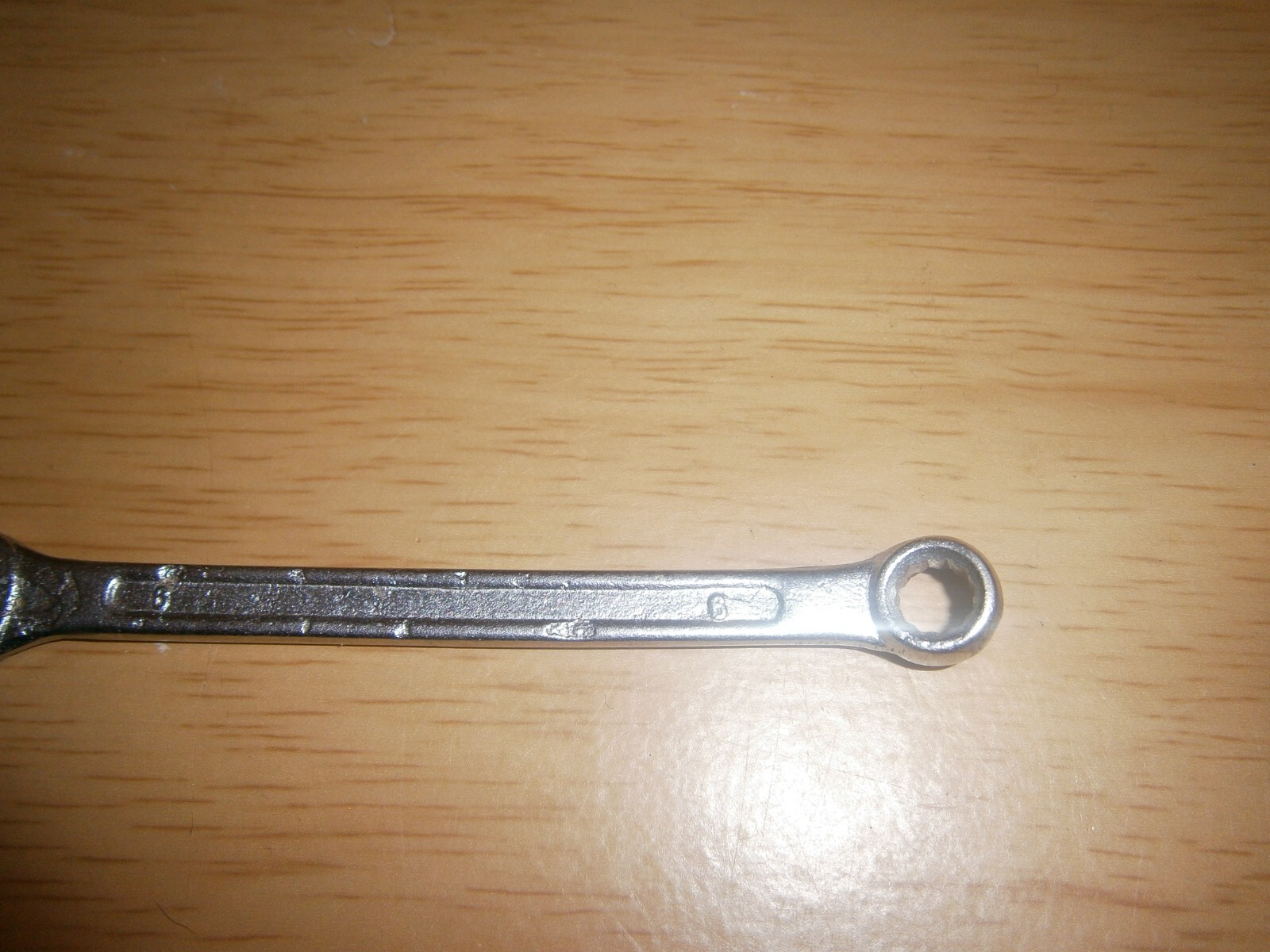 Vintage silver tone spanner. 5 & 6mm ends.(E6c)