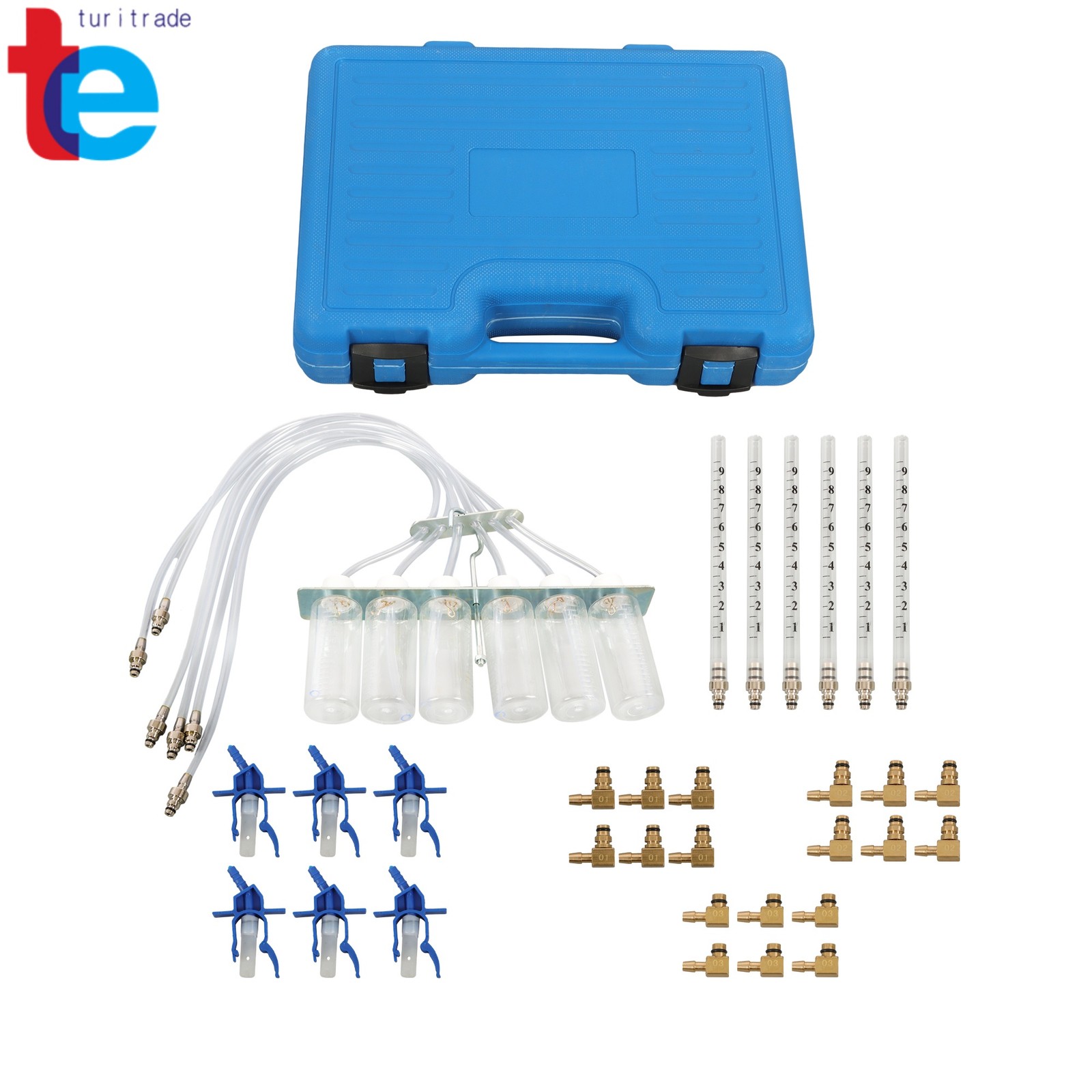 6 Cylinder Diesel Injector Flow Meter Tester Kit Common Rail Adaptor Test Tool