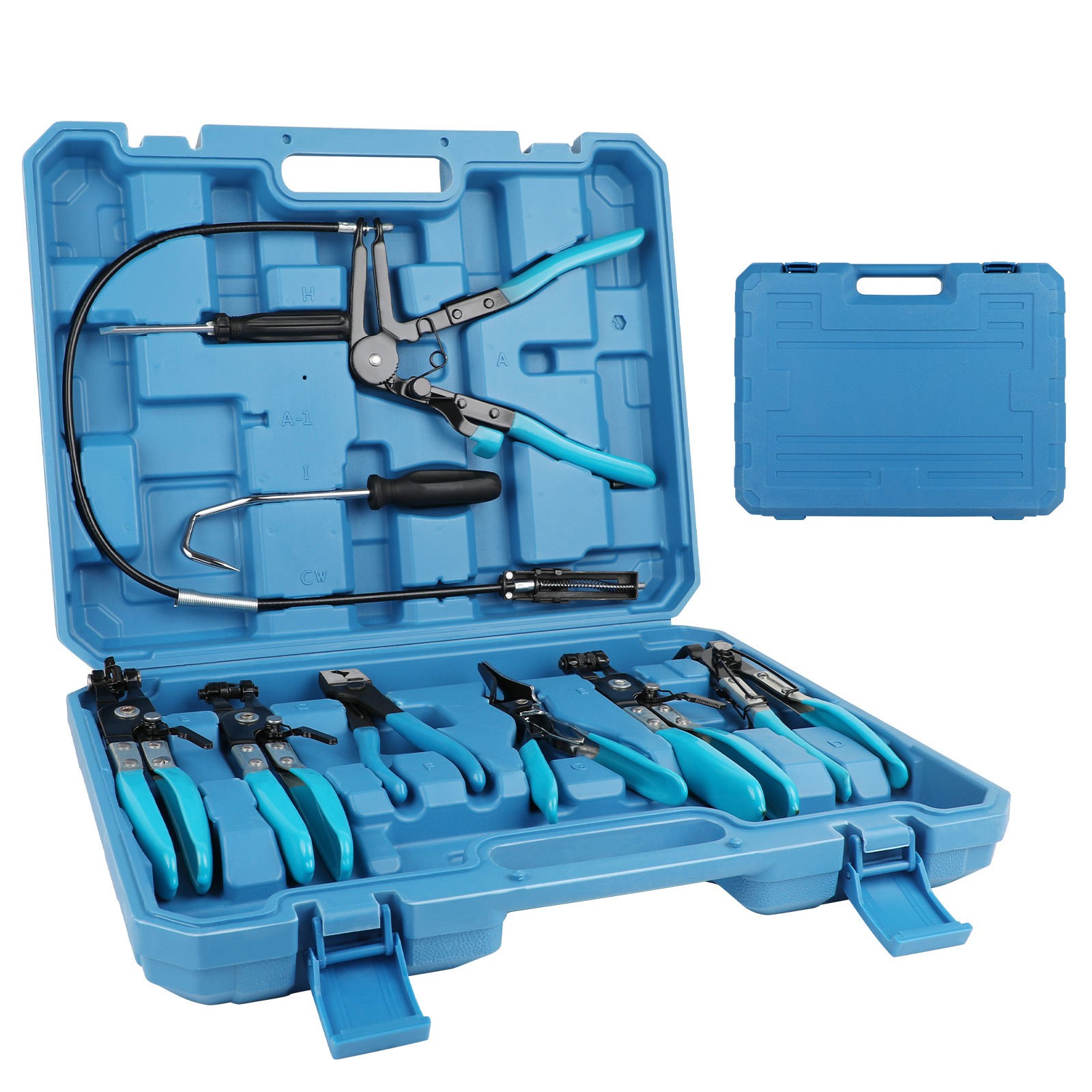 Hose Clamp Clip Remover Pliers Wire Long Reach Kit Fuel Oil Water Hose Tool 10PC