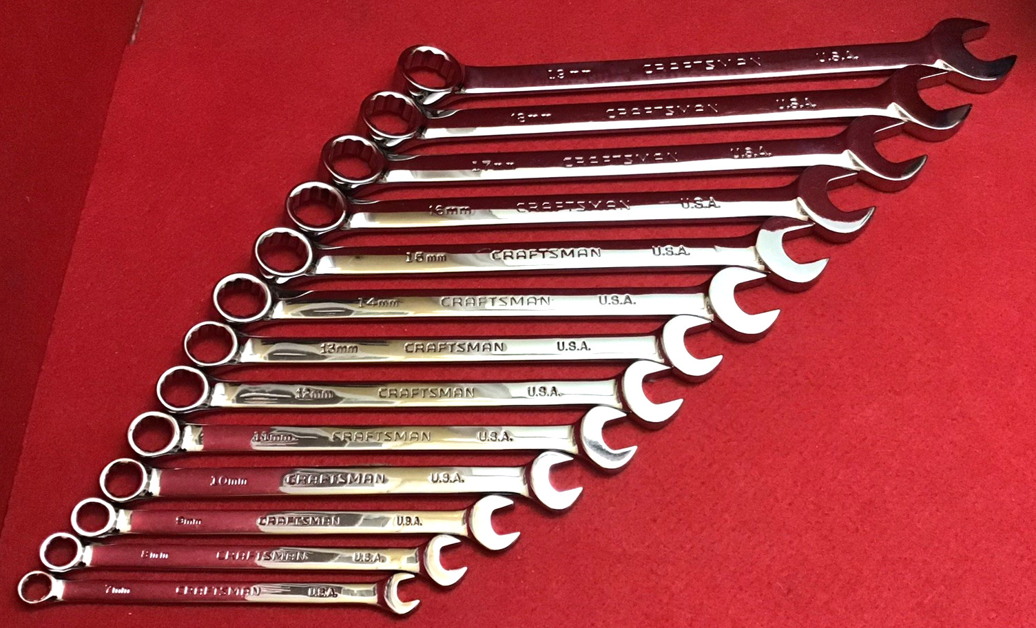 NEW CRAFTSMAN PROFESIONAL 13 PIECE COMBINATION WRENCH SET 12PT METRIC 7mm – 19mm