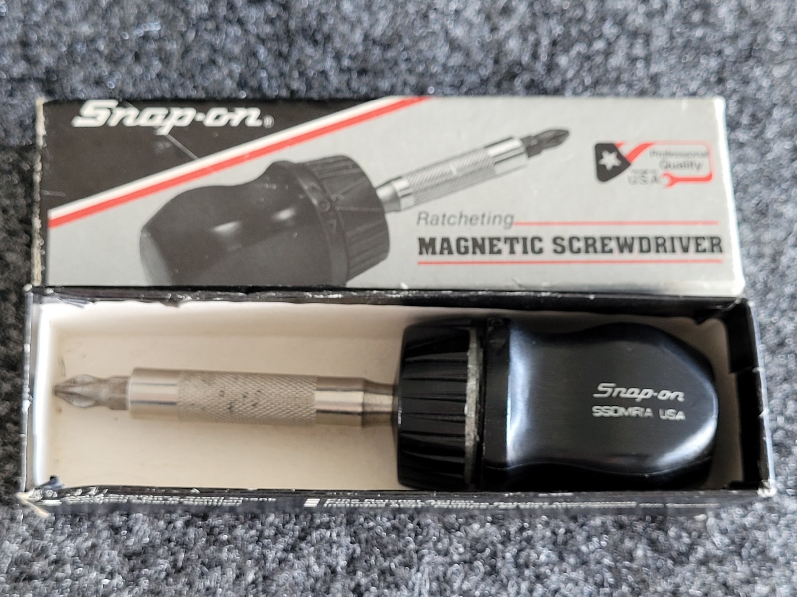 Snap-on Black Stubby Hard Handle Ratcheting Screwdriver SSDMR1A Older Box
