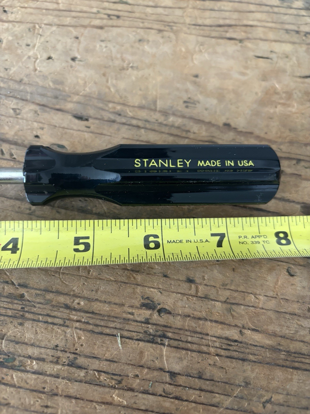 Vintage NOS Stanley USA Made Slotted Flat Head Black Handle Screwdriver