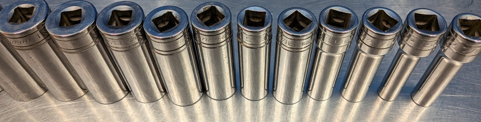 Snap-On Tools 13 pc 1/2″ Drive 12-Point SAE Flank Drive Deep Socket Set (313TSYA