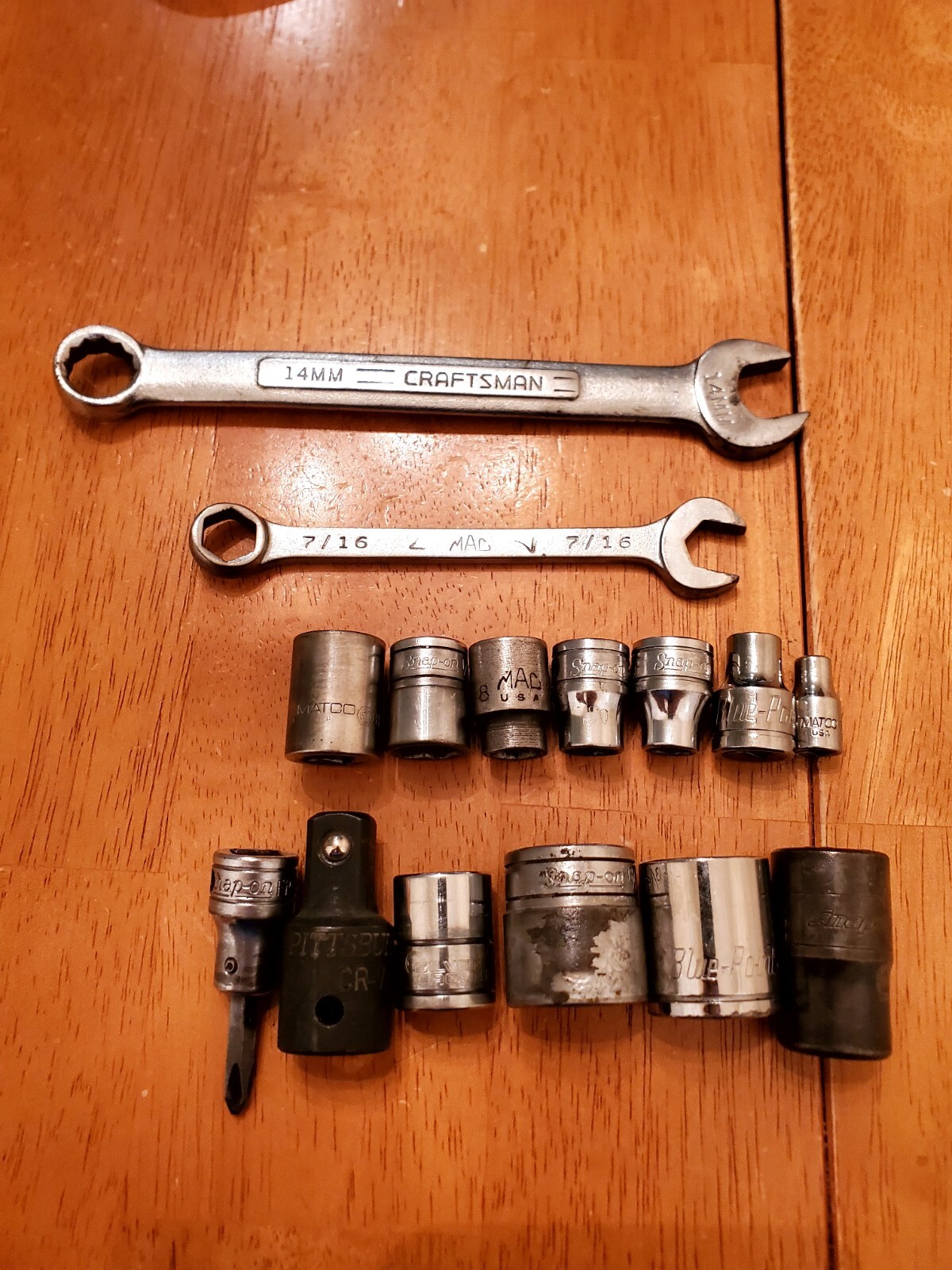 Snap On Blue Point Mac Matco Silver Eagle ETC Mixed Wrenchs Sockets Lot Of 15
