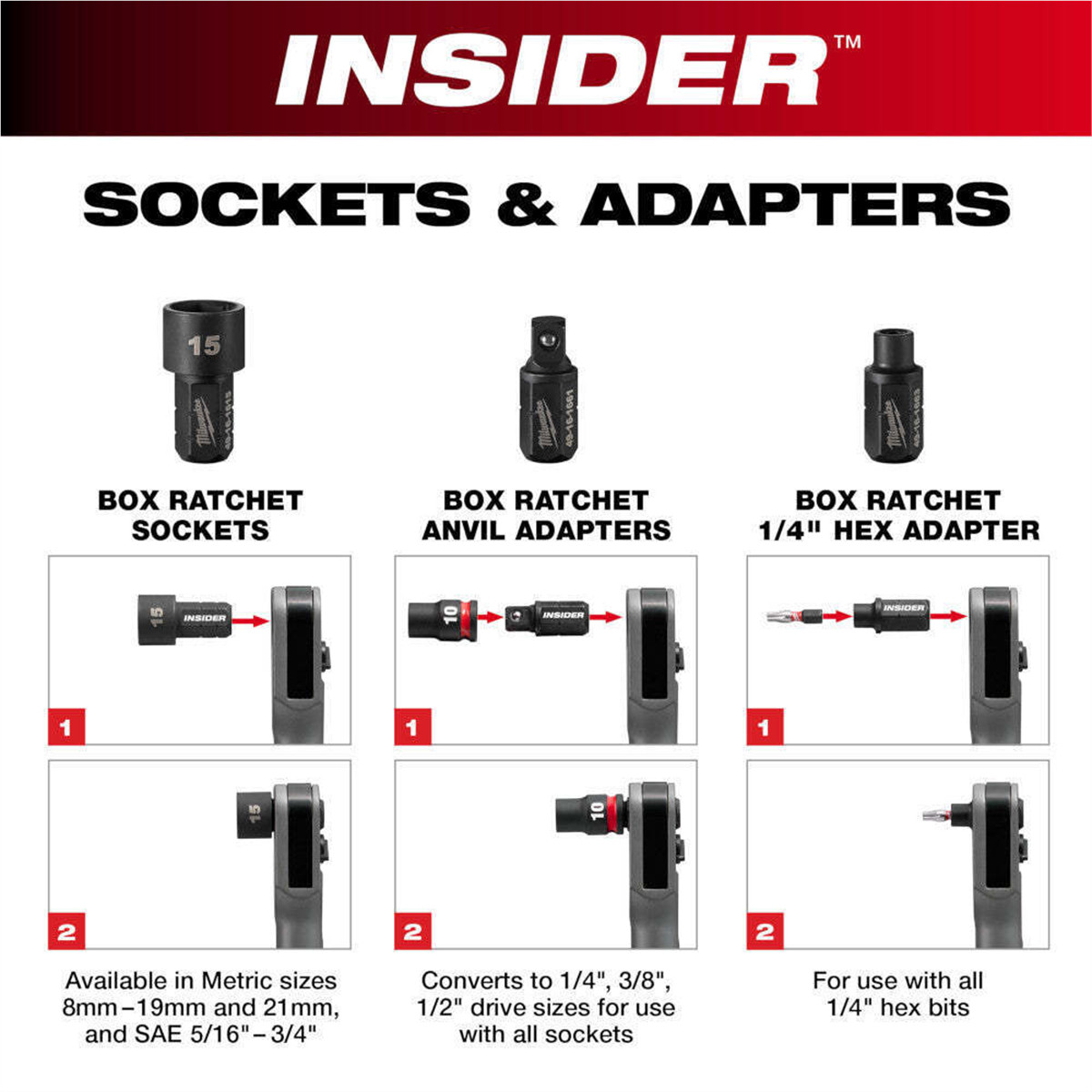 Milwaukee 49-16-1640 Insider Box Ratchet Socket Set Laser Etched