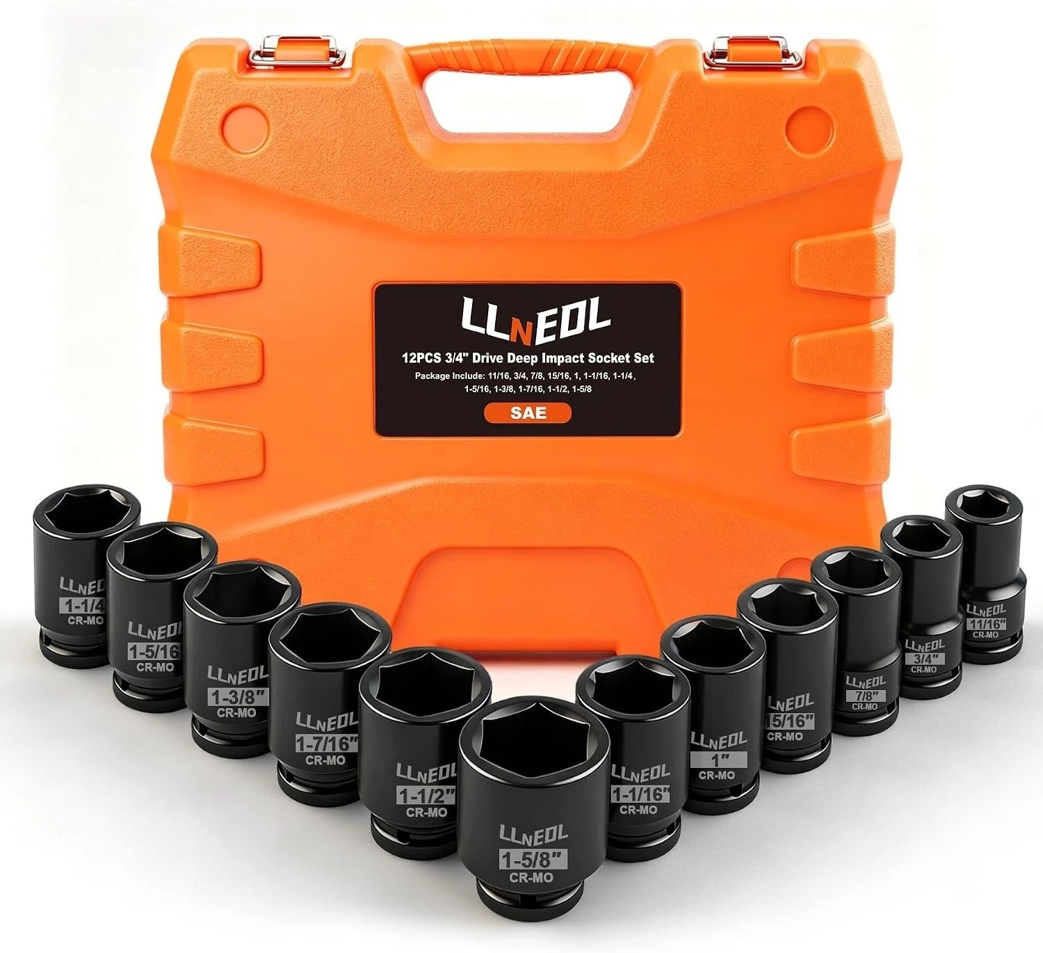 Complete 3/4″ Drive Impact Socket Set: 12-Pcs for Heavy Equipment Maintenance