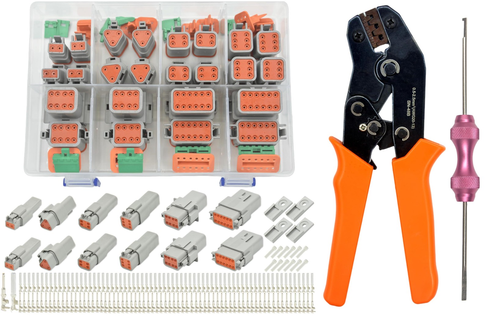 Deutsch DT Connector Kit 217PCS 12 Kits Crimper Terminal Removal 2-12 Pin IP68