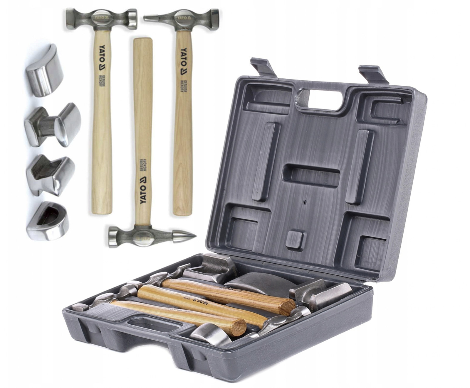 Auto Body Fender Set 7 pcs Tool Hammer and Dolly Repair Kit with Case Yato