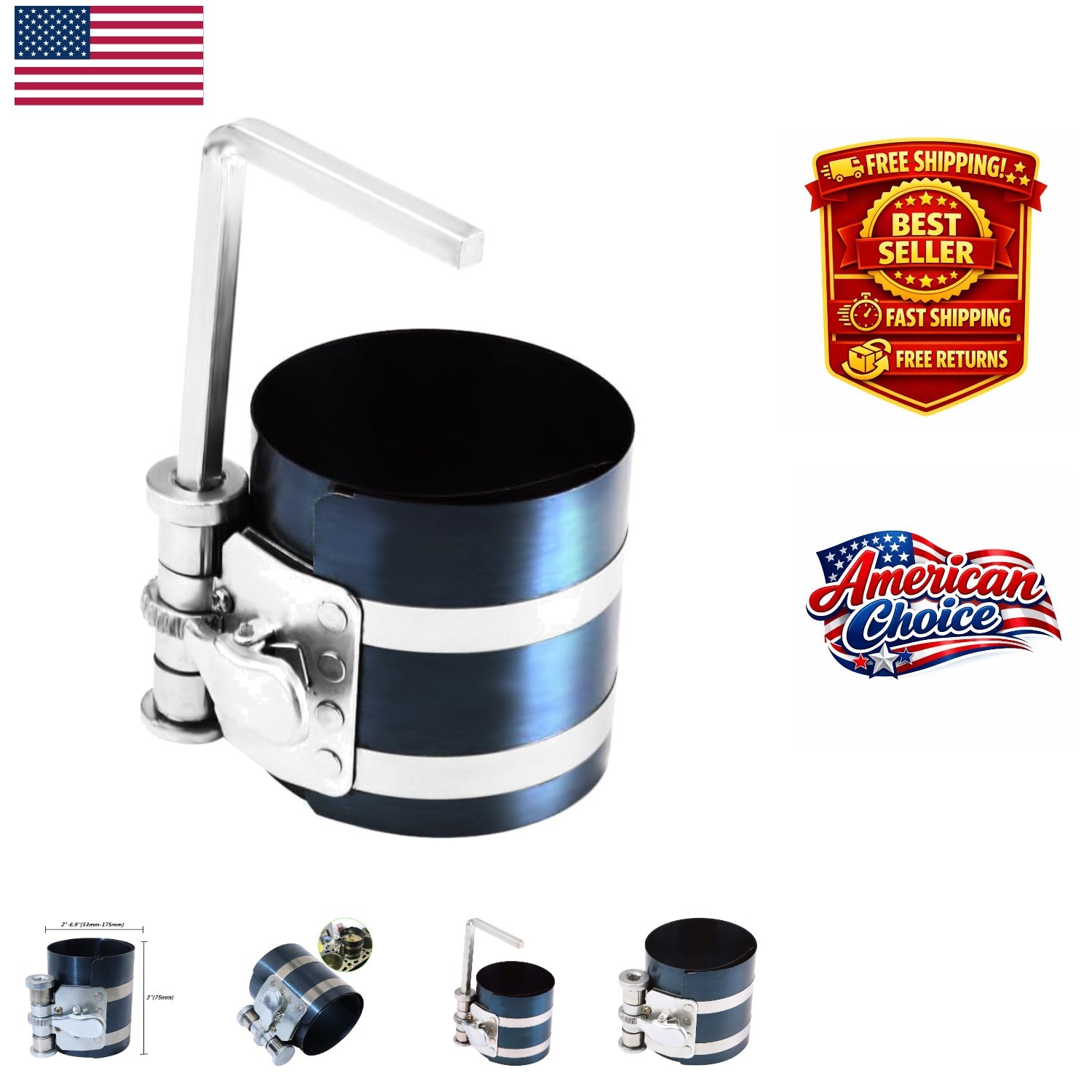 3-Inch Adjustable Ratchet Piston Ring Compressor: Easy and Safe Installation