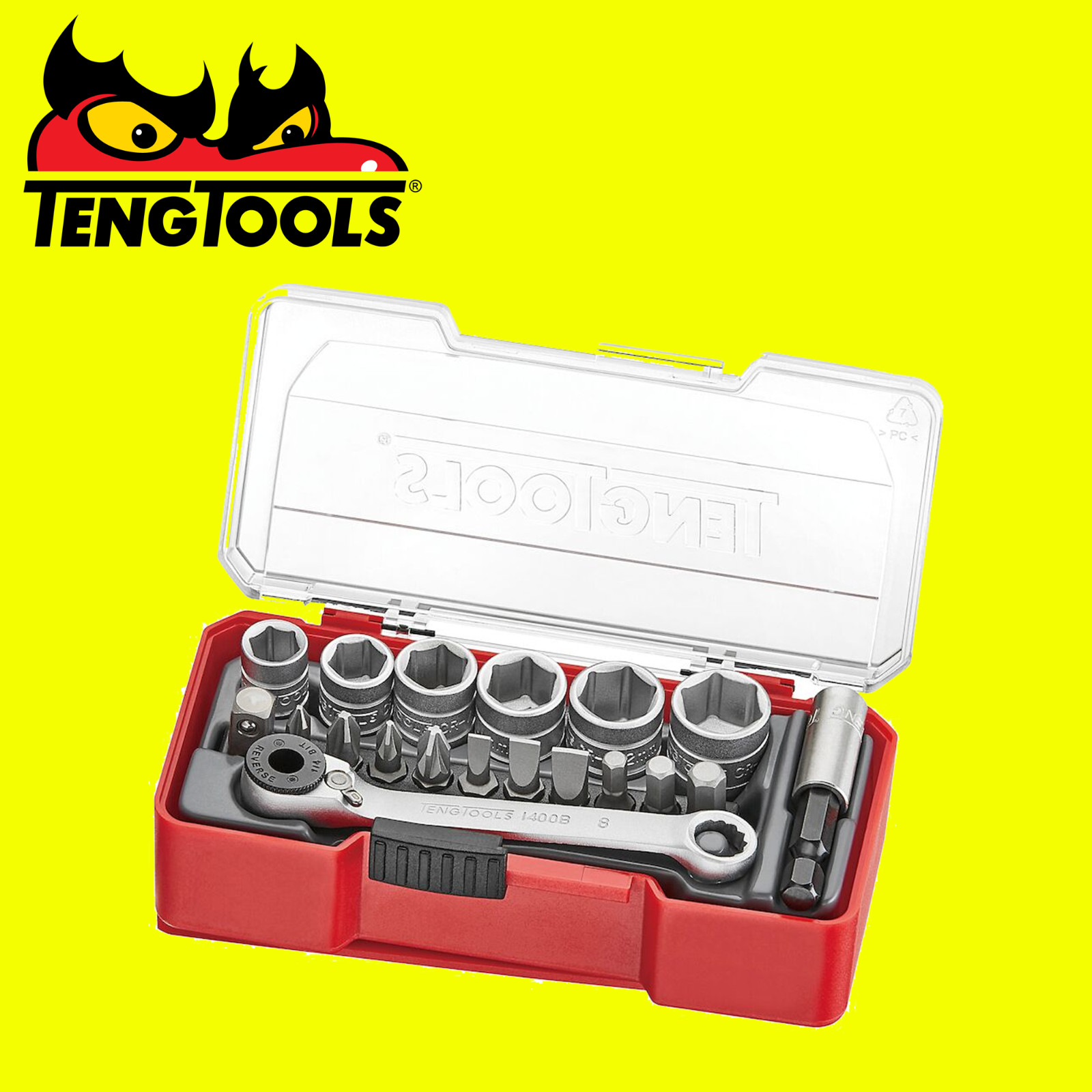 Teng Tools TJ1419 1/4″ Socket Set 6 pt With Belt Clip 19 Pieces