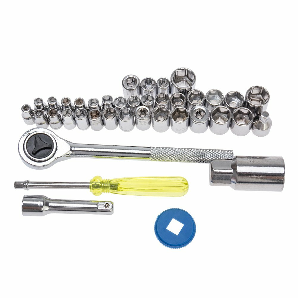 40Pcs Socket Tool 1/4» & 3/8″ Drive Ratchet Wrench Set W/Case For SAE & Metric