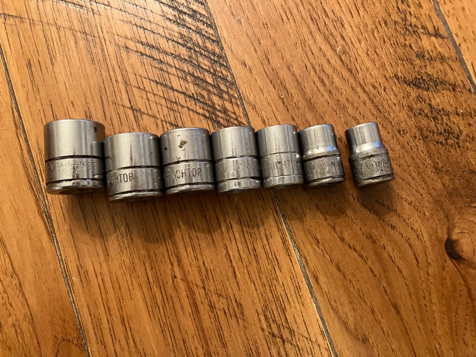Benchtop 6point socket set 3/4, 11/16, 5/8, 9/16, 1/2, 7/16, 3/8