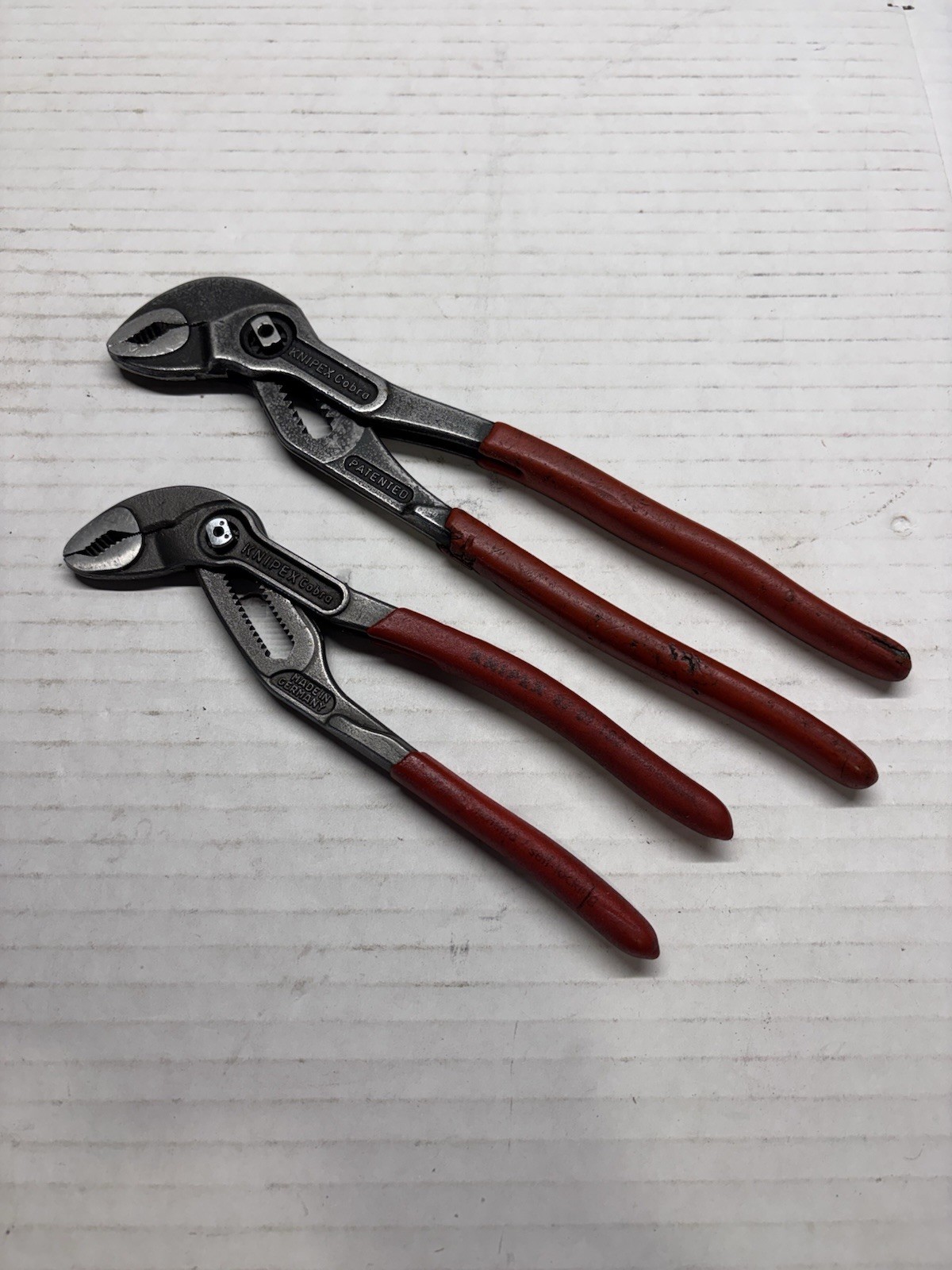2 Knipex Cobra Adjustable Pliers 87 01 250 10″ & 87 01 180 7″ Red Grip Germany
