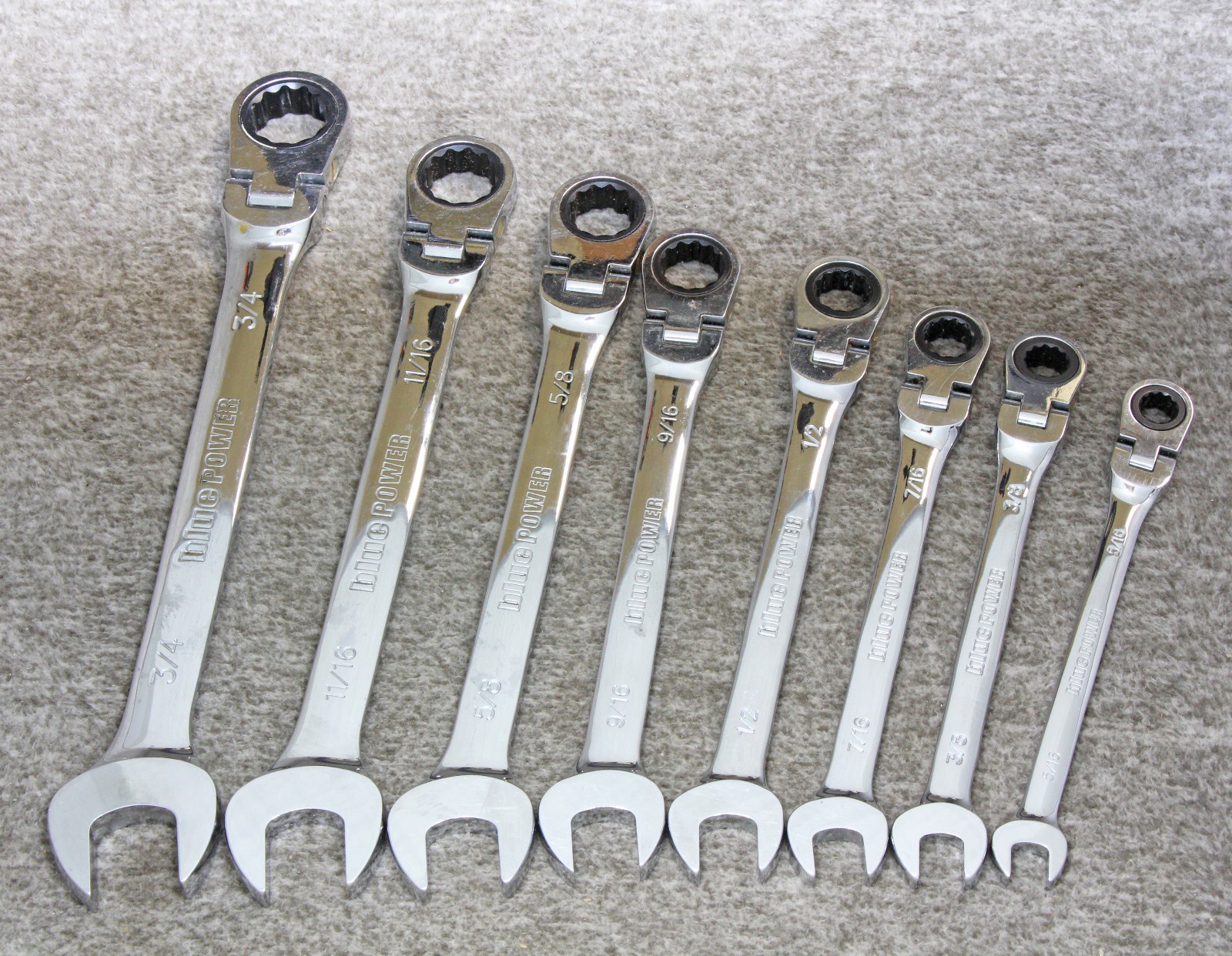 Cornwell bluePower BPRW8FST 8 Piece SAE Ratchet Flex Head Combination Wrench Set