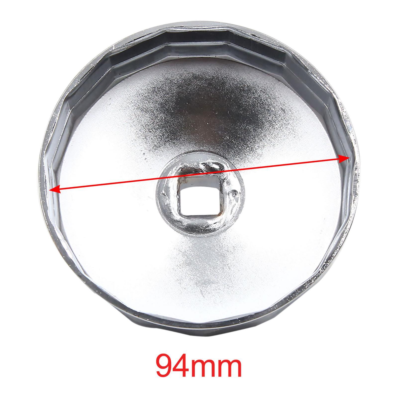 93-94mm 15 Flutes Silver Tone Car Oil Filter Cap Wrench Socket Remover Tool