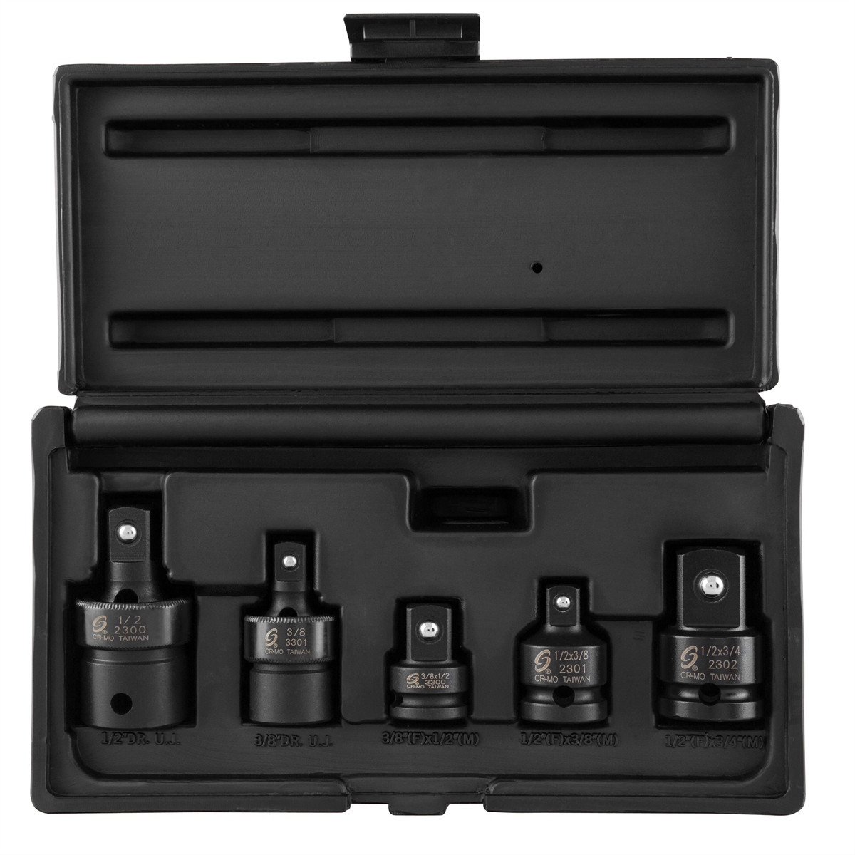 SUNEX IMP SET 5PC 3/8 AND 1/2DR ADAPT AND UNIV JOINT 3305