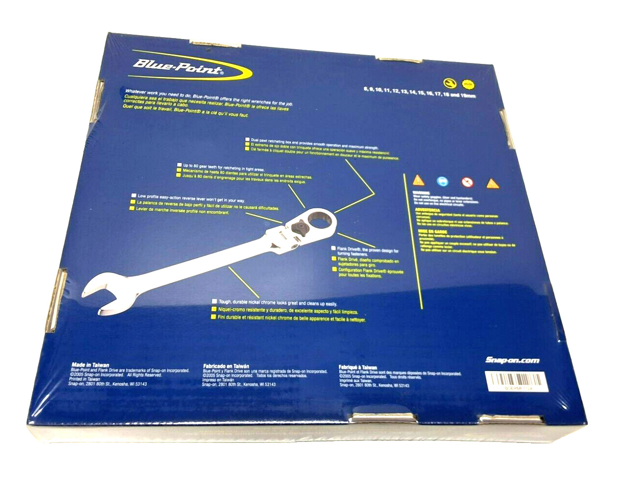 New Blue-point BOERMF712A 8 thru 19 mm 12-point box Flex Ratchet Wrench Set