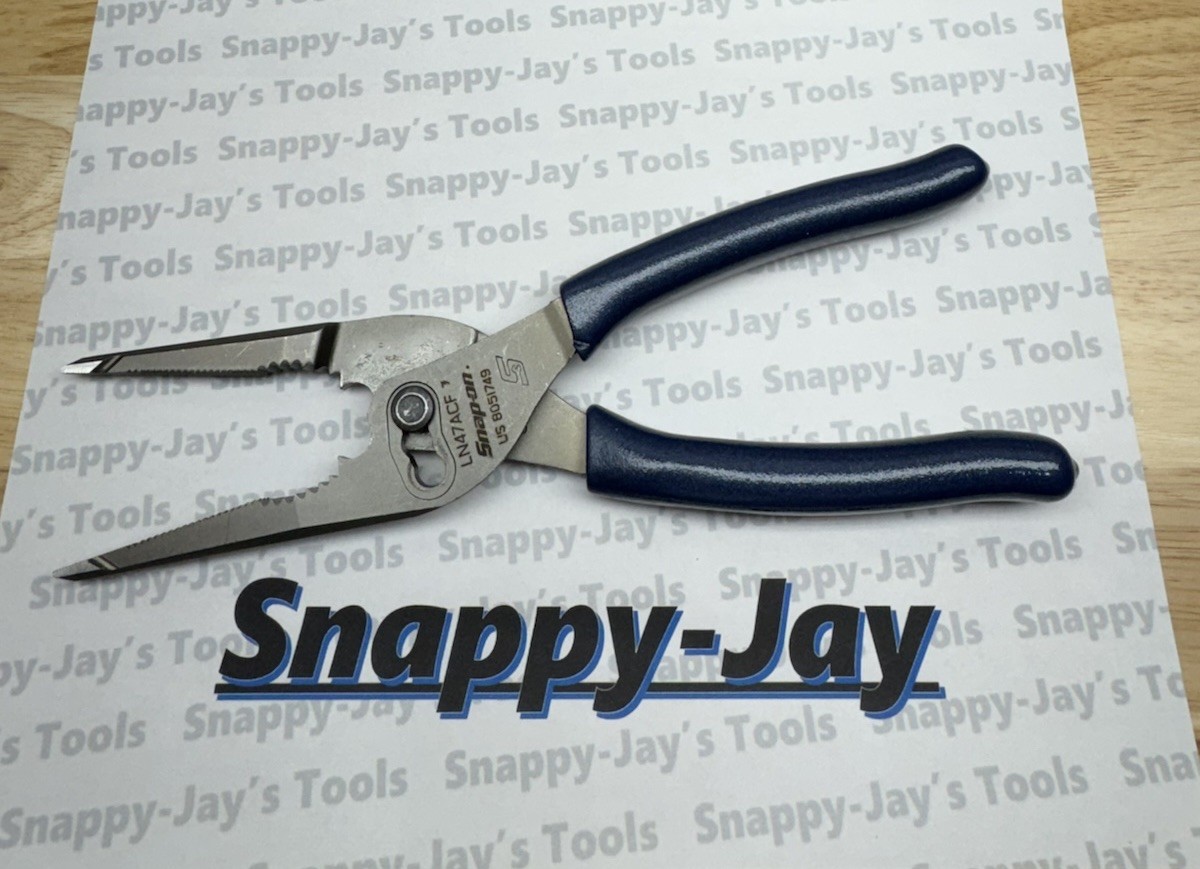 Snap-on Tools USA NEW POWER BLUE Talon Grip Long Nose Slip Joint Pliers LN47ACF