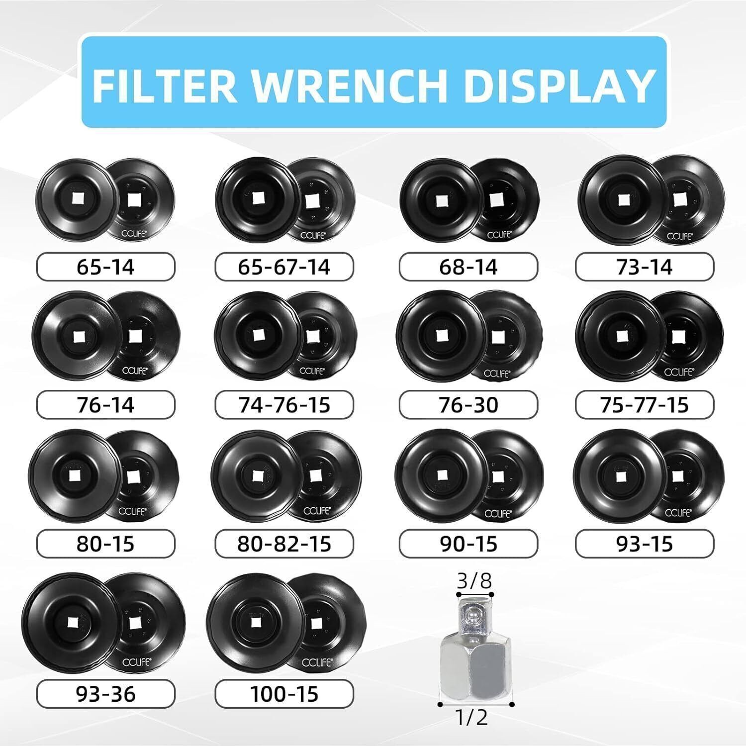 Oil Filter Socket Set Cup Socket Tool Set 16 PCS Oil Filter Cap Wrench