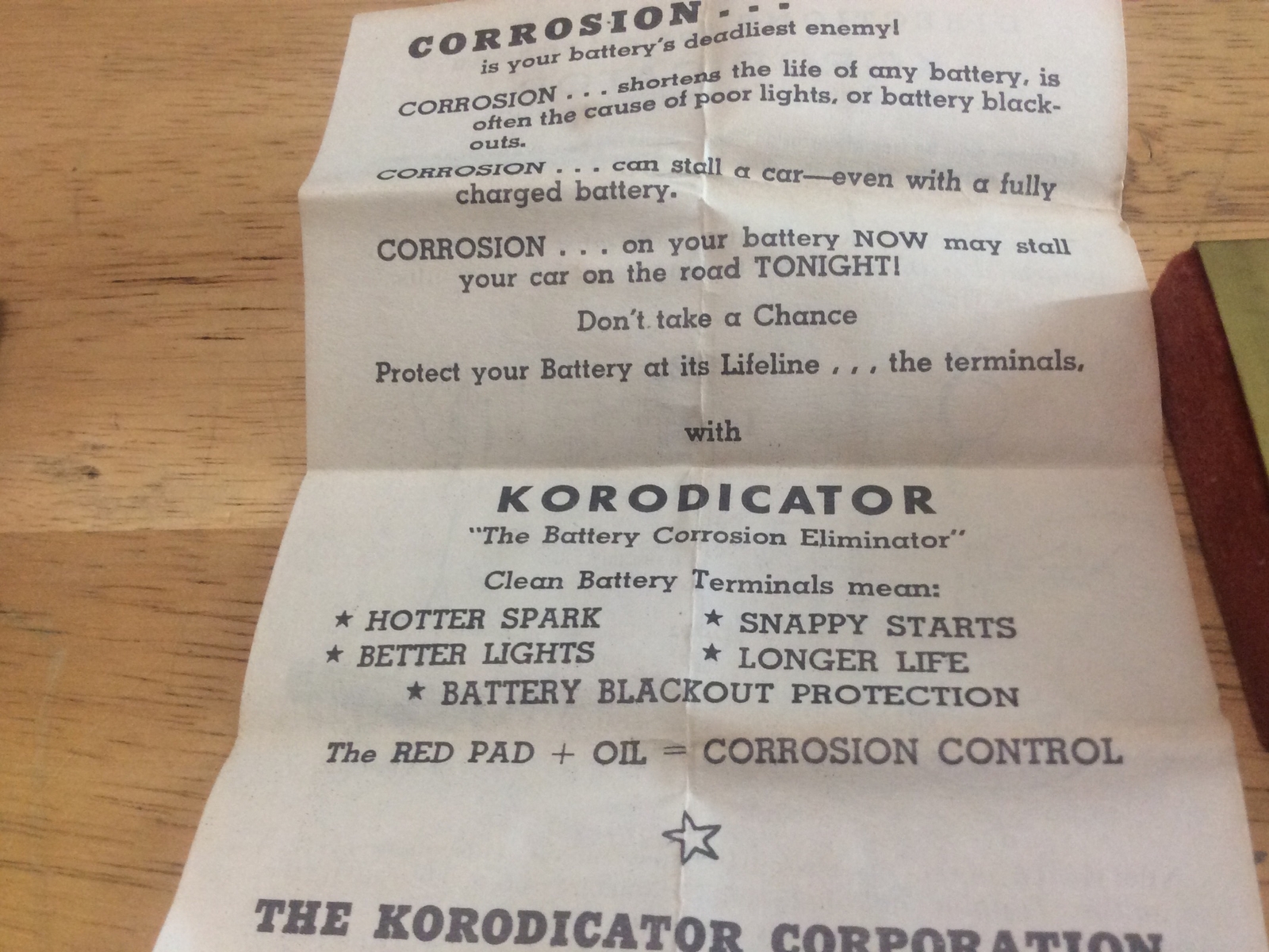 Vintage Rare Korodicator Auto Battery Terminal Post Corrosion Resistant Pads
