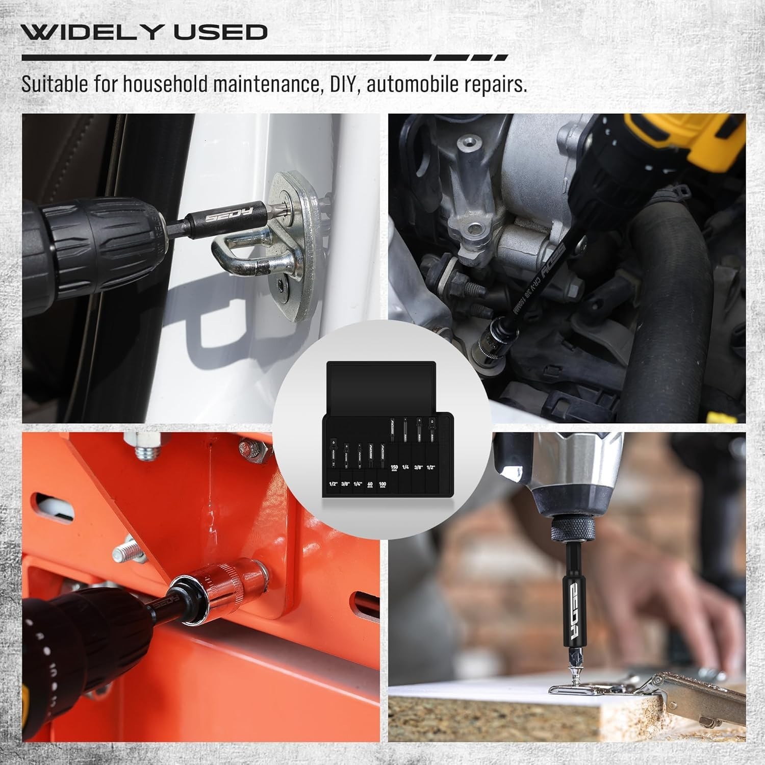 Universal 9-Piece Socket Adapter Set for Power Drills – Includes Magnetic Holder