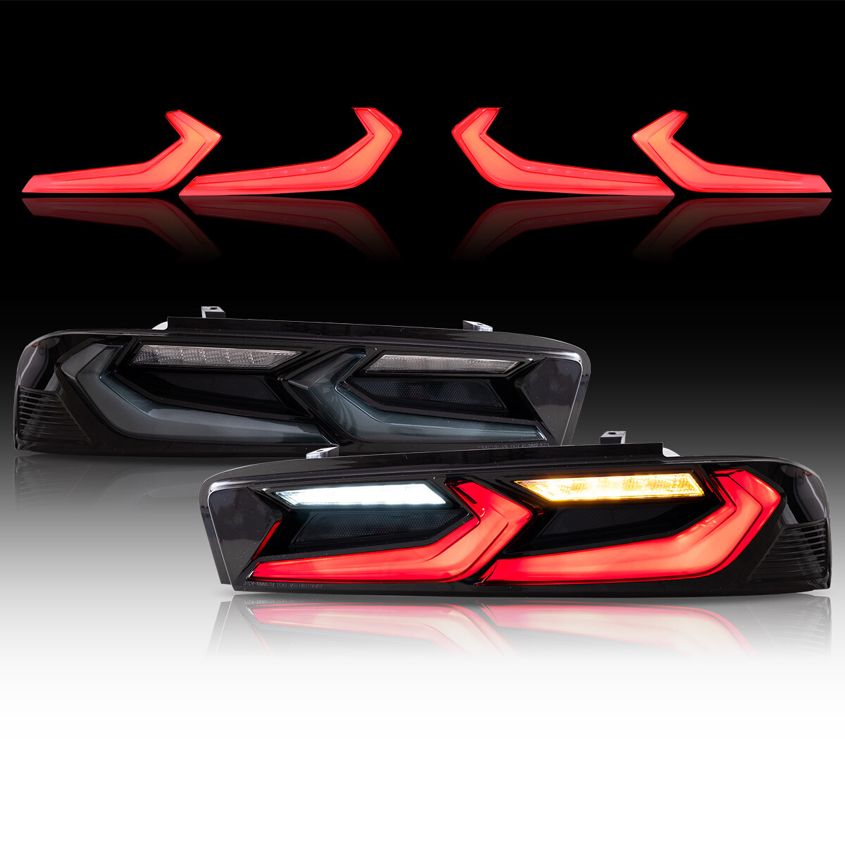 VLAND FULL LED Tail Lights For Chevy Camaro 2016-2018 DRL FULL Smoked Rear Light