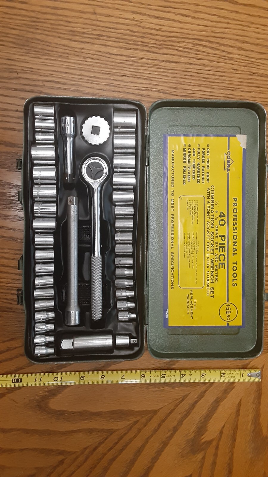 Cobra 40 pcs. Socket Wrench Ratchet Set METRIC/SAE with Case COMPLETE Used Tool