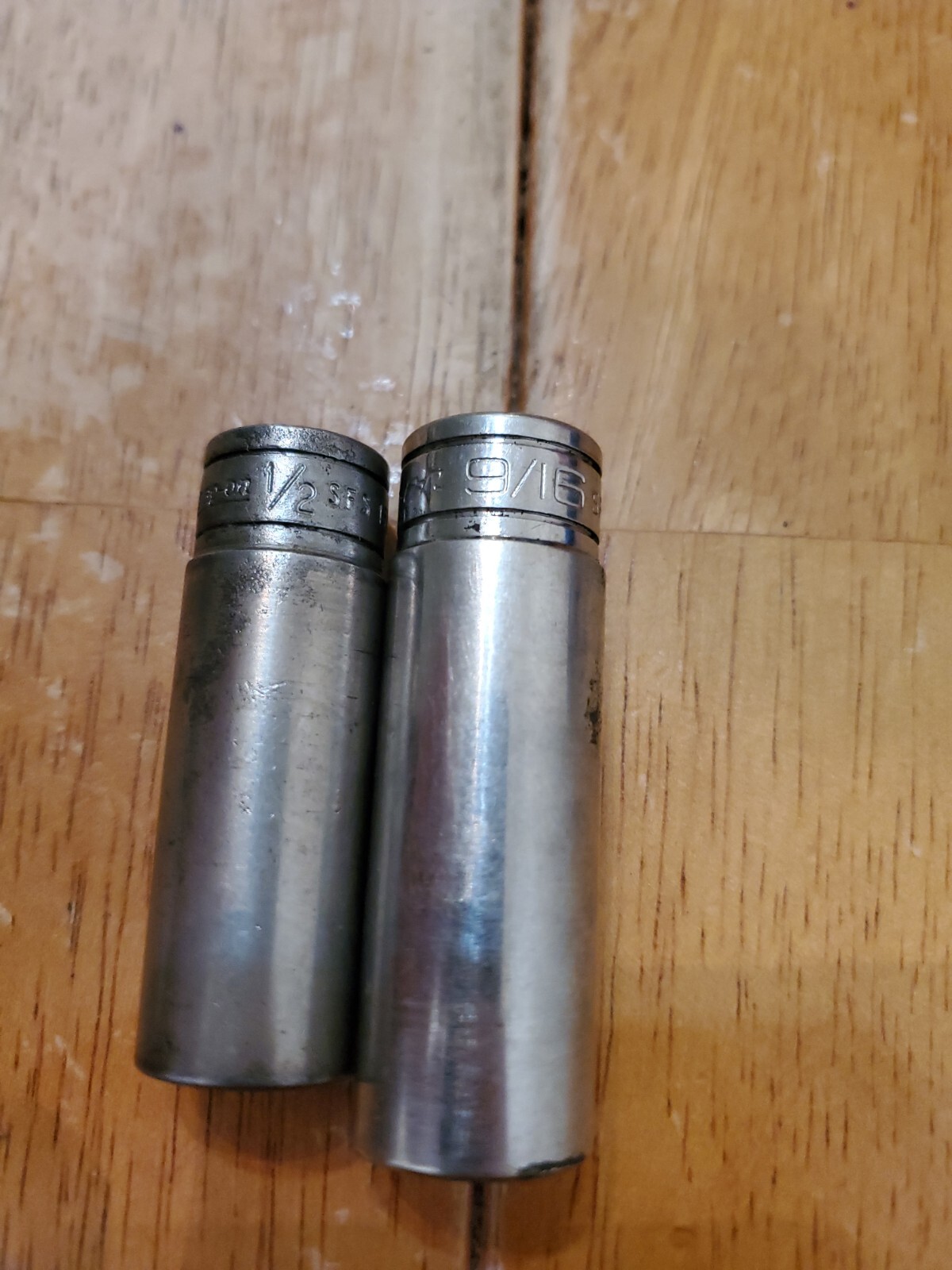 Snap On 3/8 Drive 1/2 9/16 6PT Deep Sockets Worn Lot Of 2