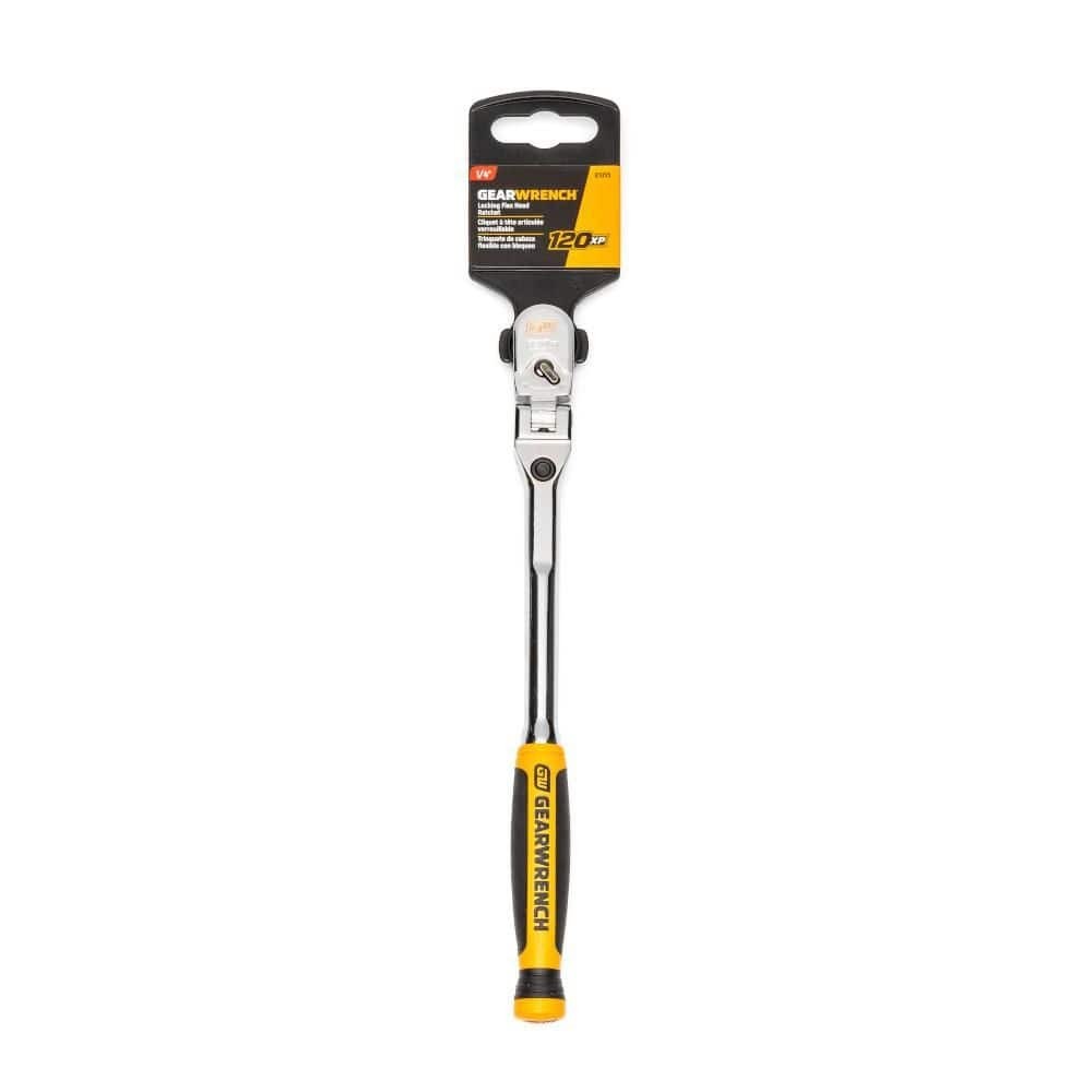 1/4 In. Drive 120XP Dual Material Handle Locking Flex Head Ratchet 9 In.