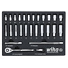 Wiha 33395 27 Piece 1/4″ Drive Professional Socket Tray Set – Metric