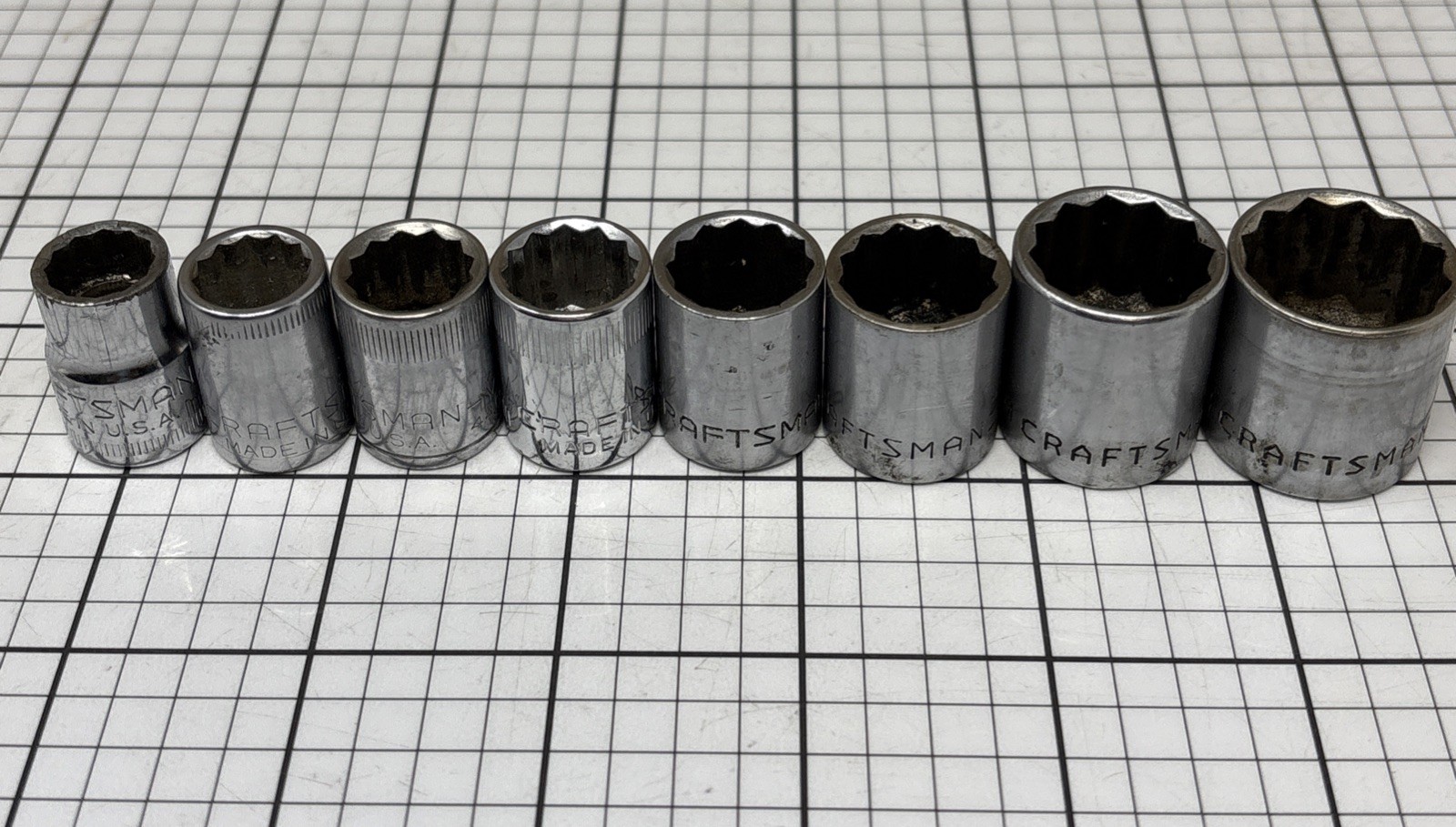 Craftsman 3/8 Drive Metric Socket Set Original Metal Tray V & VV 10mm-19mm 12PT