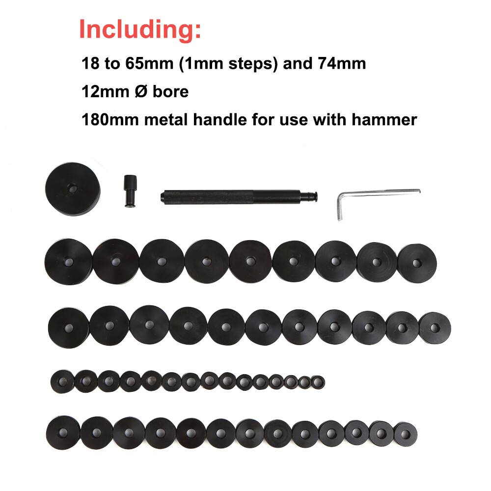 52pcs Front Wheel Bearing Seal Driver Set Discs Tools 18-65mm Car Repairing Set