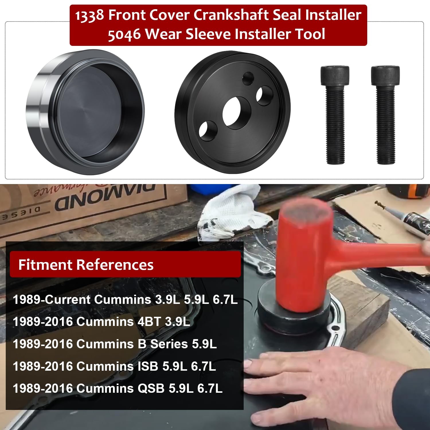 5046 & 1338 Front Crankshaft Seal Installation Tool for Cummins 3.9L 5.9L 6.7L