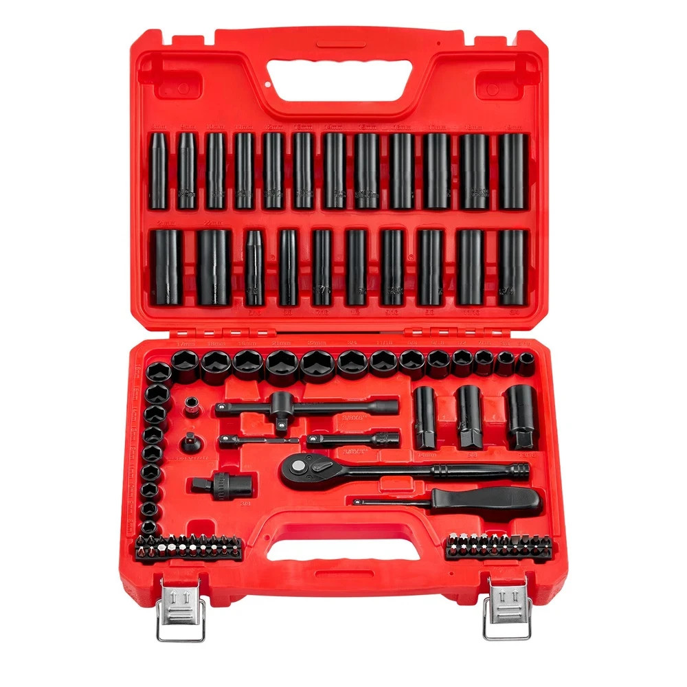 Uimoso 96-Piece 3/8 in Drive Impact Socket Set SAE 5/16-3/4 in Metric 8-22 mm