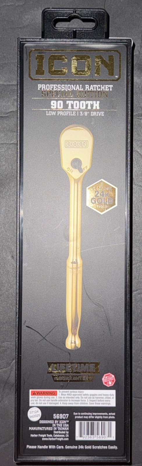 ICON Special Edition 3/8″ Drive 24K Gold Plated Professional Ratchet 90 Tooth