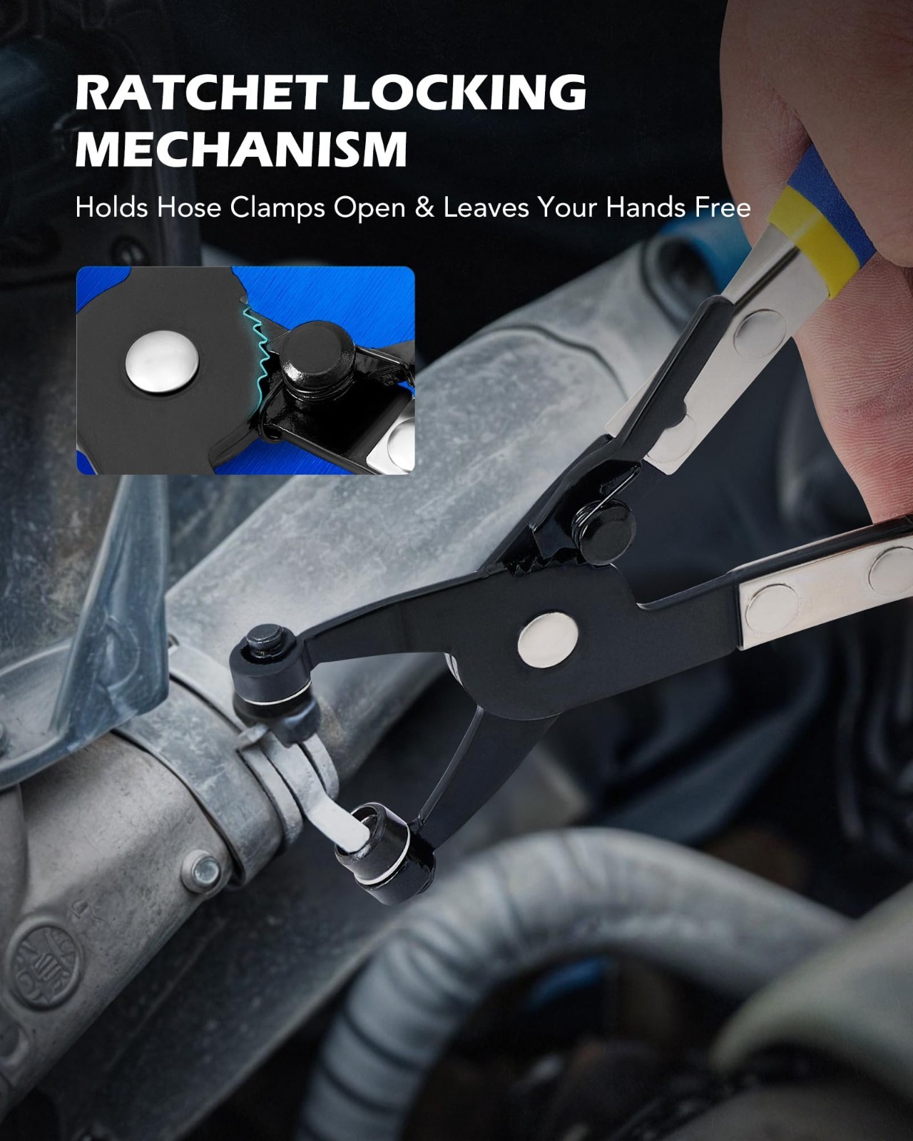 9pcs Hose Clamp Pliers Set for Fuel, Oil & Water Hoses – Long Reach Remover Kit