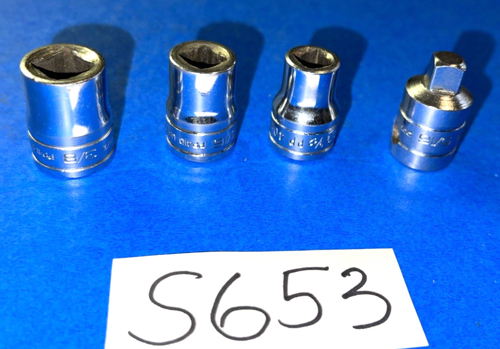 SNAP-ON TOOLS 4 PIECE 3/8 DR. SAE. INTERNAL & EXTERNAL PIPE PLUG SOCKETS