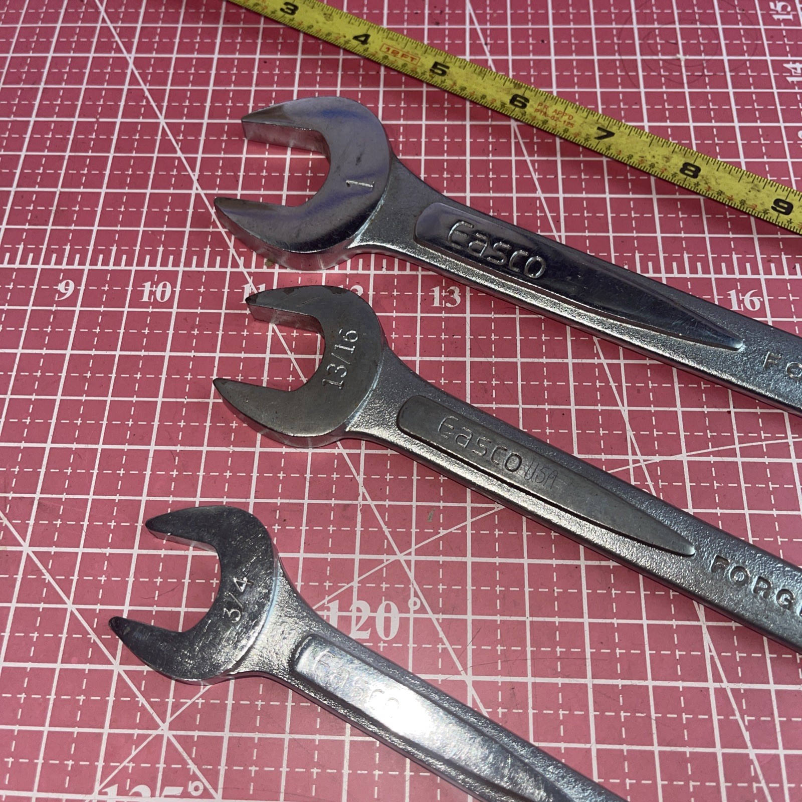 Easco USA 3 Piece SAE Open End Wrench Set 5/8 In – 1 In Vintage 5/8” – 1” 61132