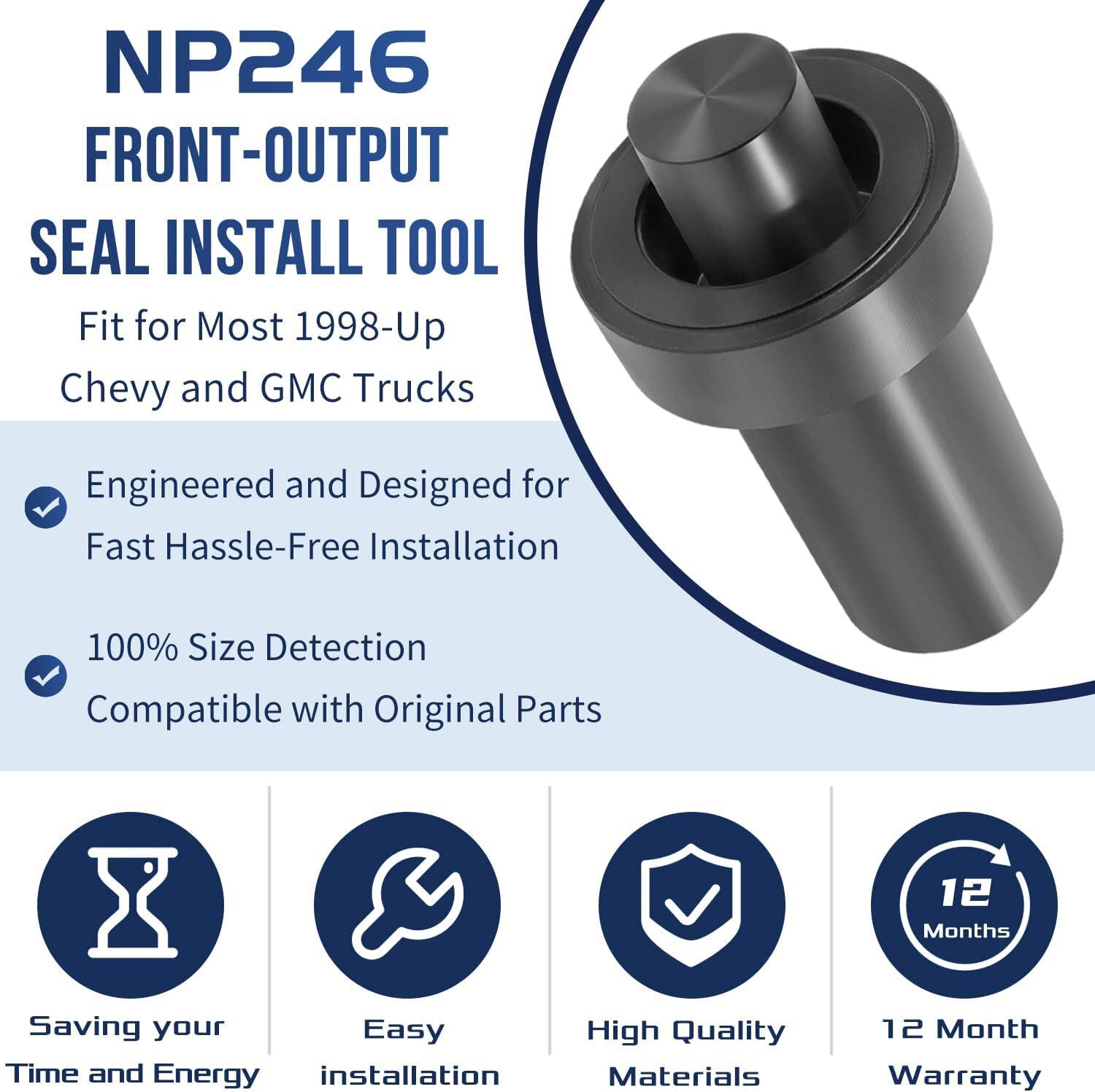 Front Output Seal Driver Install Tool Fits 1998Up Chevy GMC NP246 NP261 NP263