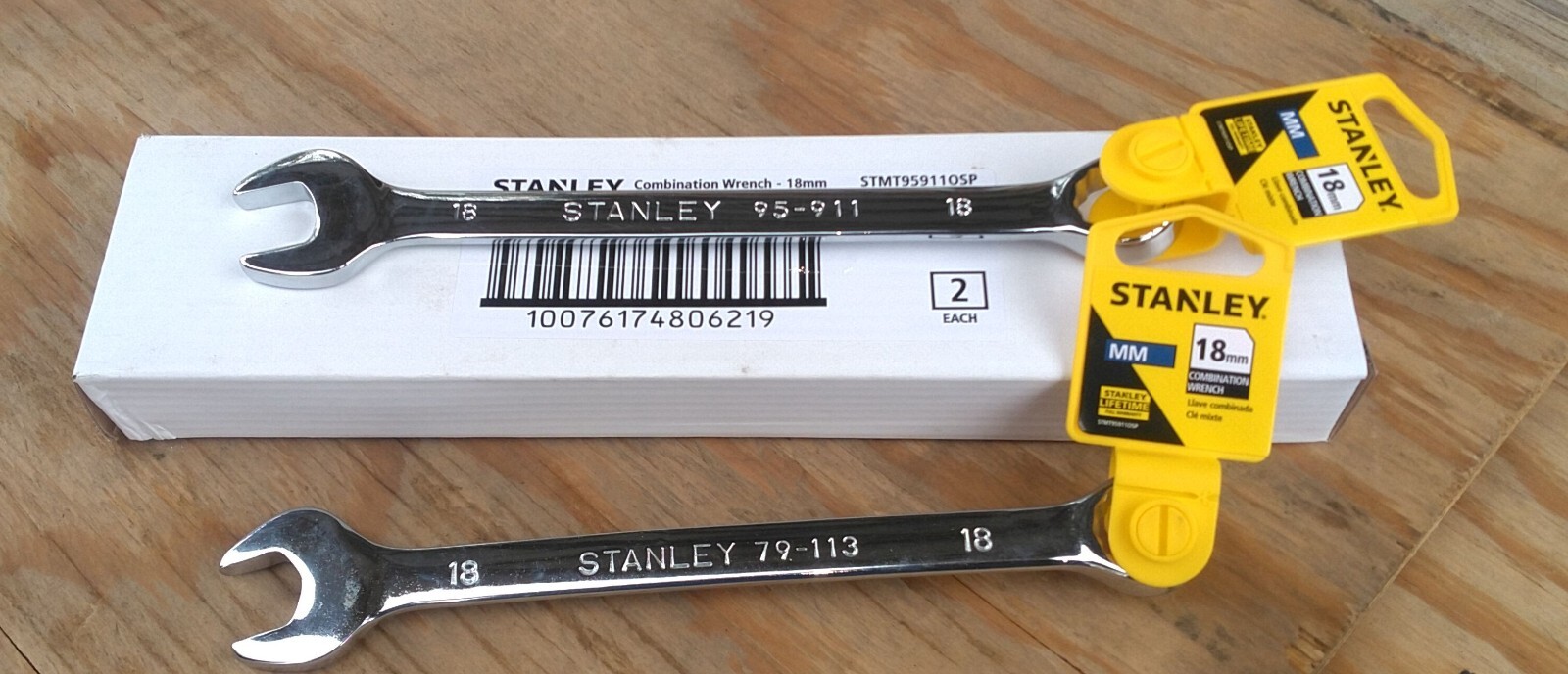 Stanley 18mm 12 Point Polished Chrome Combination Wrench 2 Pack STMT95911-0