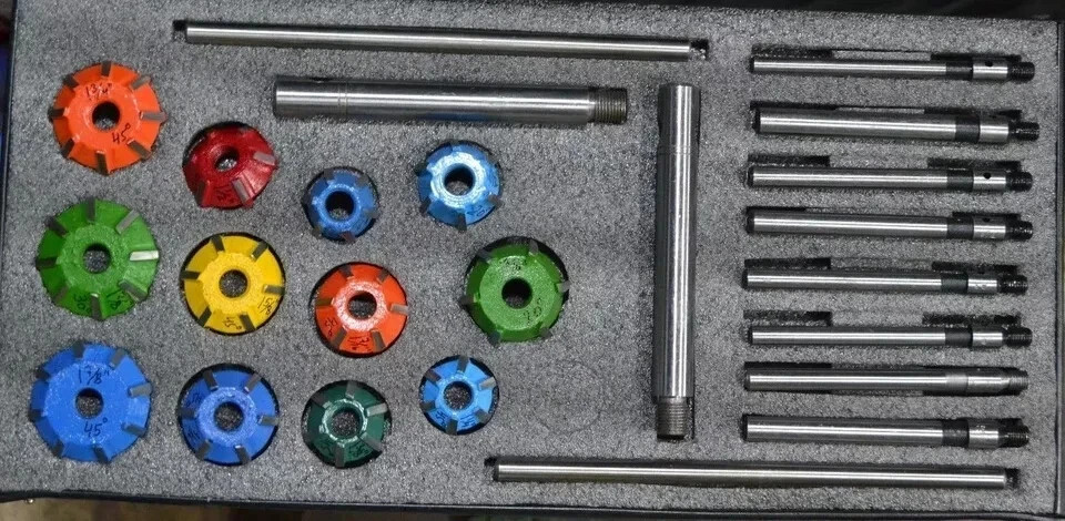 12 PCS CARBIDE TIPPED VALVE SEAT CUTTER KIT 45,30,70 DEG WITH 8 SETMS GUIDES